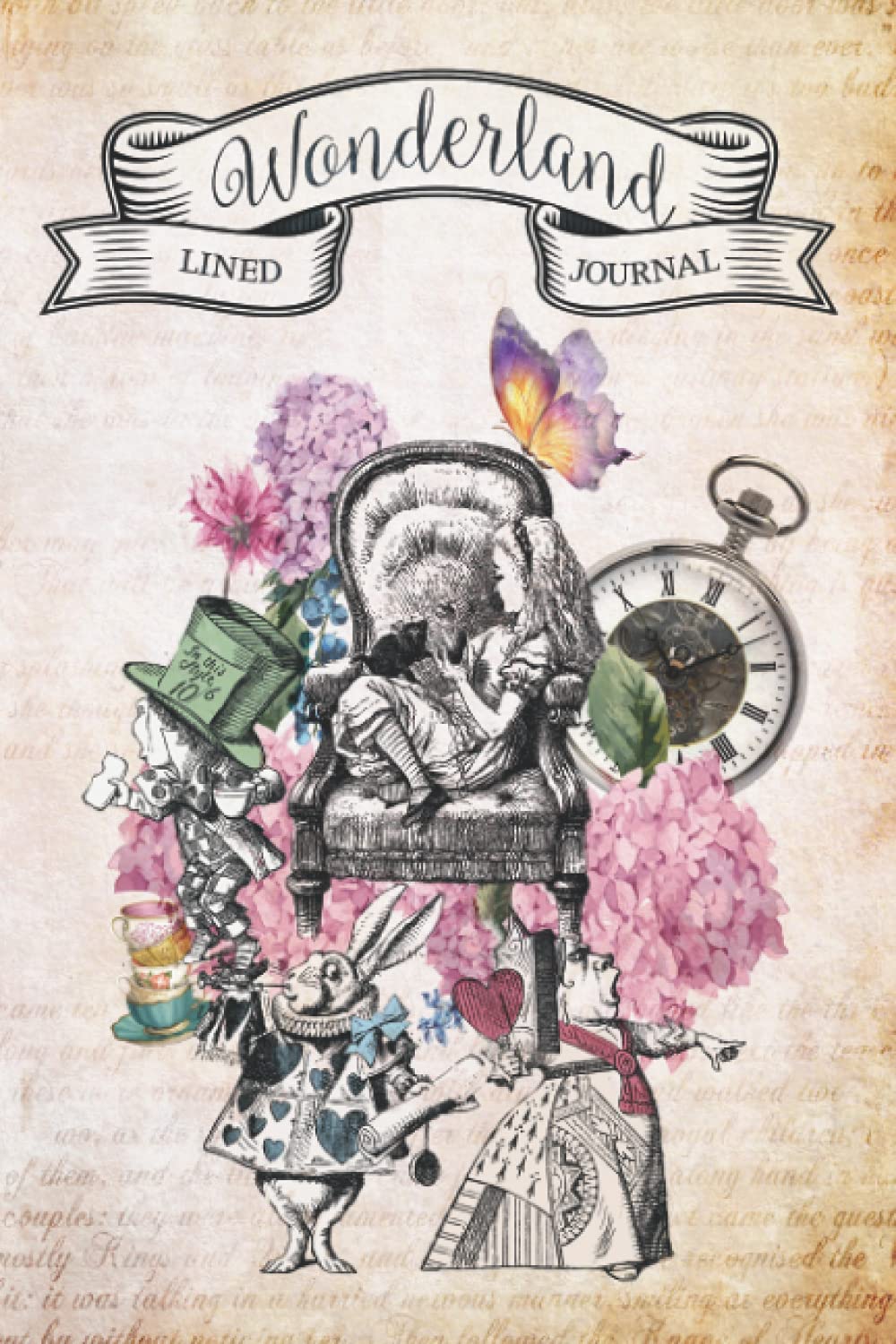 Alice in Wonderland Journal, Lined notebook with illustrations