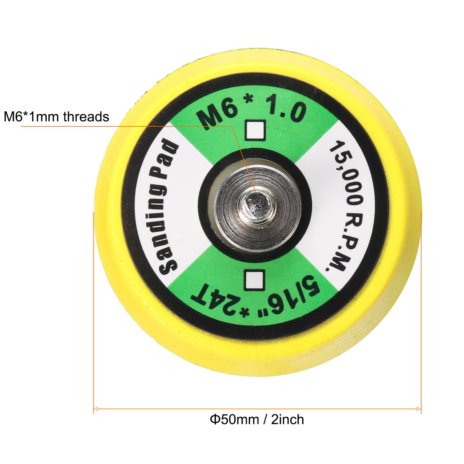 Sourcingmap 2 Inch Hook and Loop Backing Sanding Pads with M6*1mm Thread for Diamond Sanding Finishing Polishing Buffing Pads - Image 2