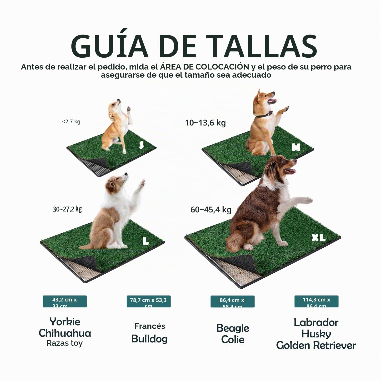 MEEXPAWS Inodoro de Bandeja para Perros césped Artificial Grande con la Bandeja | 85×59 cm| 2 Juego de reemplazo de césped Resistente | Drenaje rápido