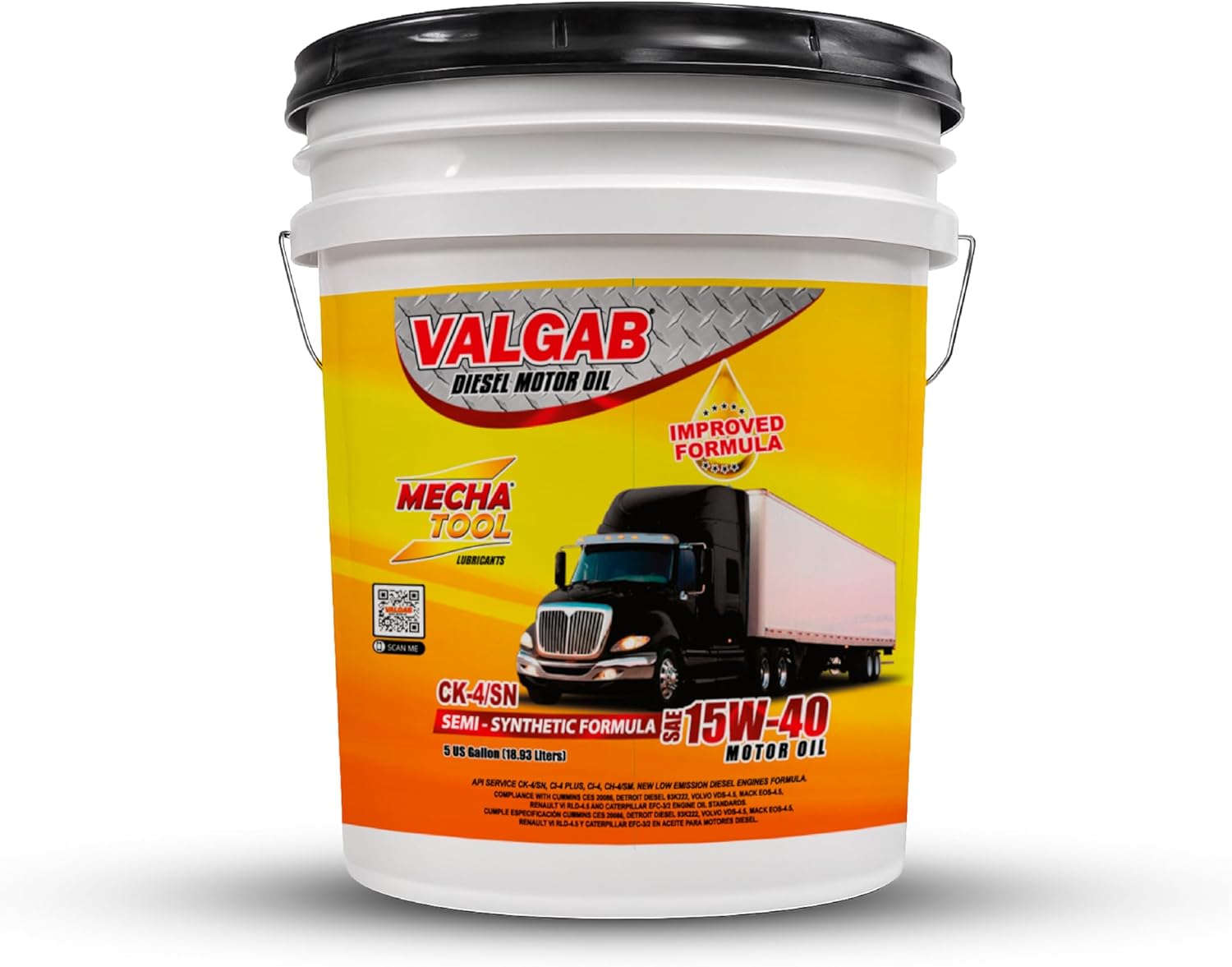 Synthetic Blend Diesel Engine Oil 15W-40, Semi-Synthetic Heavy-Duty Motor Oil, API CK-4/SN, High Mileage Protection, Oxidation Stability, Wear Control, Extended Drain Performance – 55 Gallons