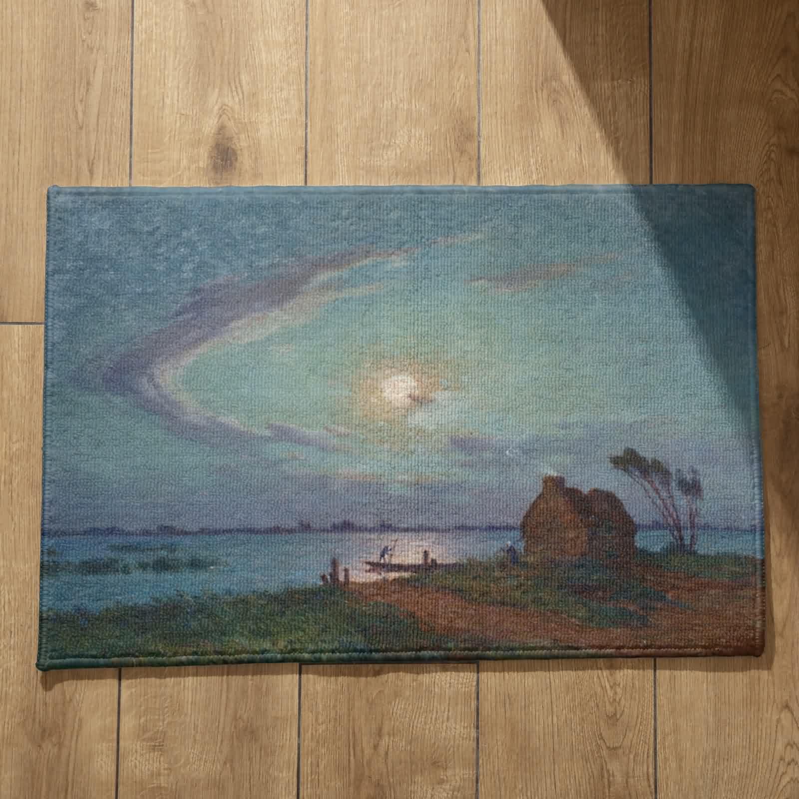 Tapis d'entrée intérieur paysage peinture à l'huile en flanelle douce de 50x80cm
