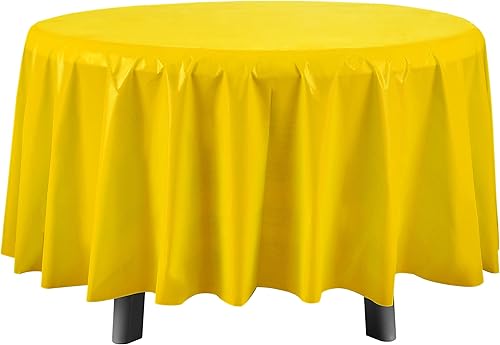 Miniatura 4 de Paquete de 6 manteles redondos de plástico desechables de alta calidad, manteles de plástico redondos de 84 pulgadas para fiestas, mantel redondo de