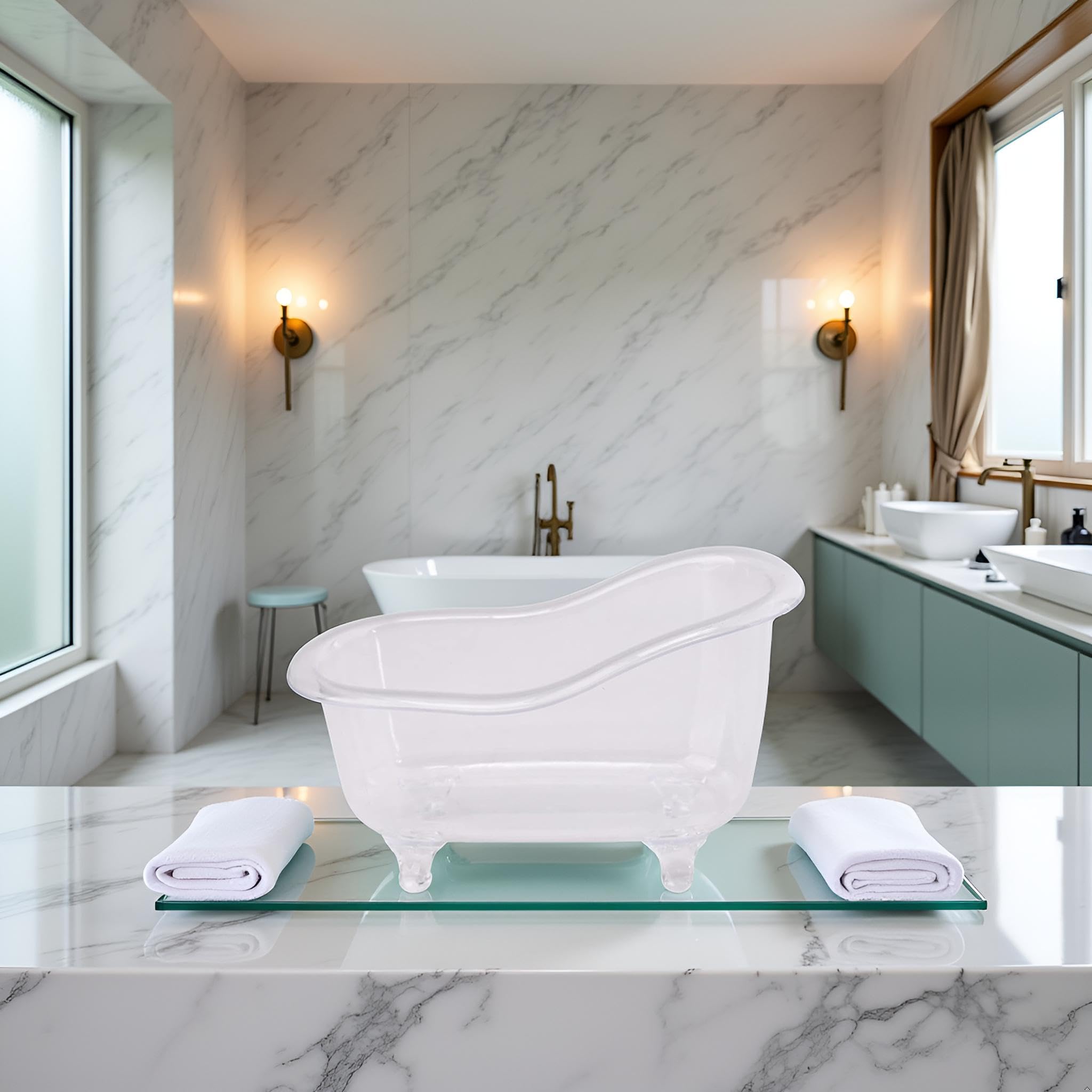 Galyacht Clear Mini Bathtub Sundries Storage Box Jewelry Storage Box Makeup Organizer Container Desktop Storage,Clothing and Closet Storage and Organization,Clothes Drawer Organizers