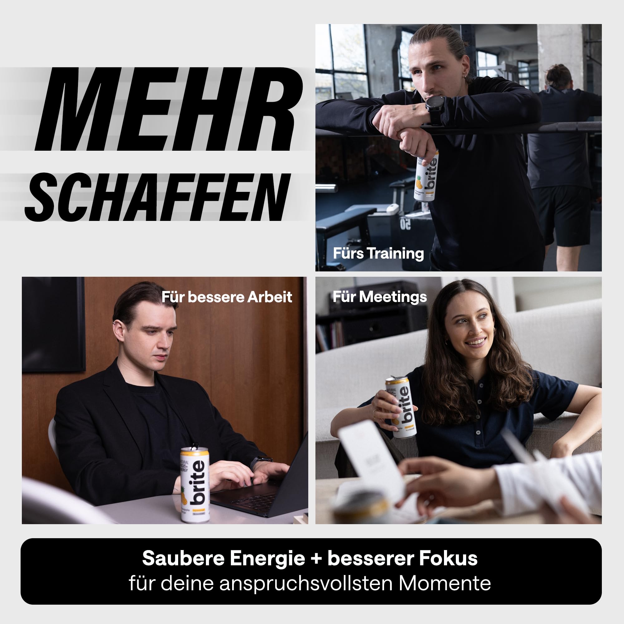Brite Natural Focus. Energy-Drink & Kaffee-Alternative für mehr Produktivität. Pflanzlich, wissenschaftlich fundiert durch Neurowissenschaften. Kalorienarm, vegan, glutenfrei. Himbeere-Minze, 12 x 330