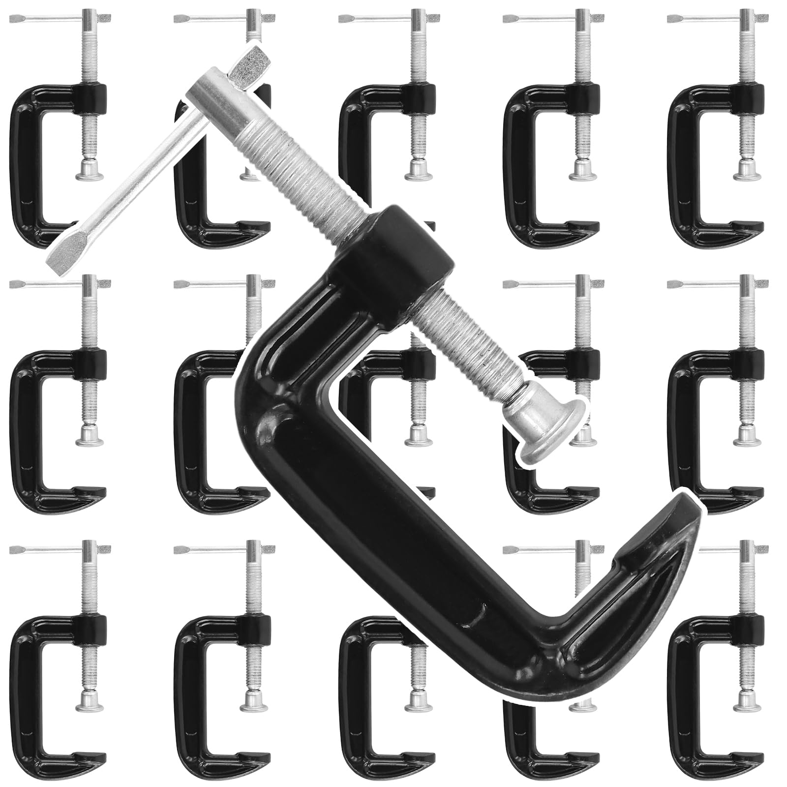 SENJEOK 16PCS 50mm/2 Inch G Clamp, Small Metal G Clamp for Woodworking, Welding, Black