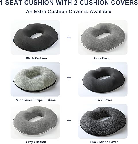 Miniatura 2 de Cojín de asiento de almohada con forma de dona mejorada 2023 2 juegos de fundas de asiento, alivia el dolor y la presión en la cadera, el coxis y la
