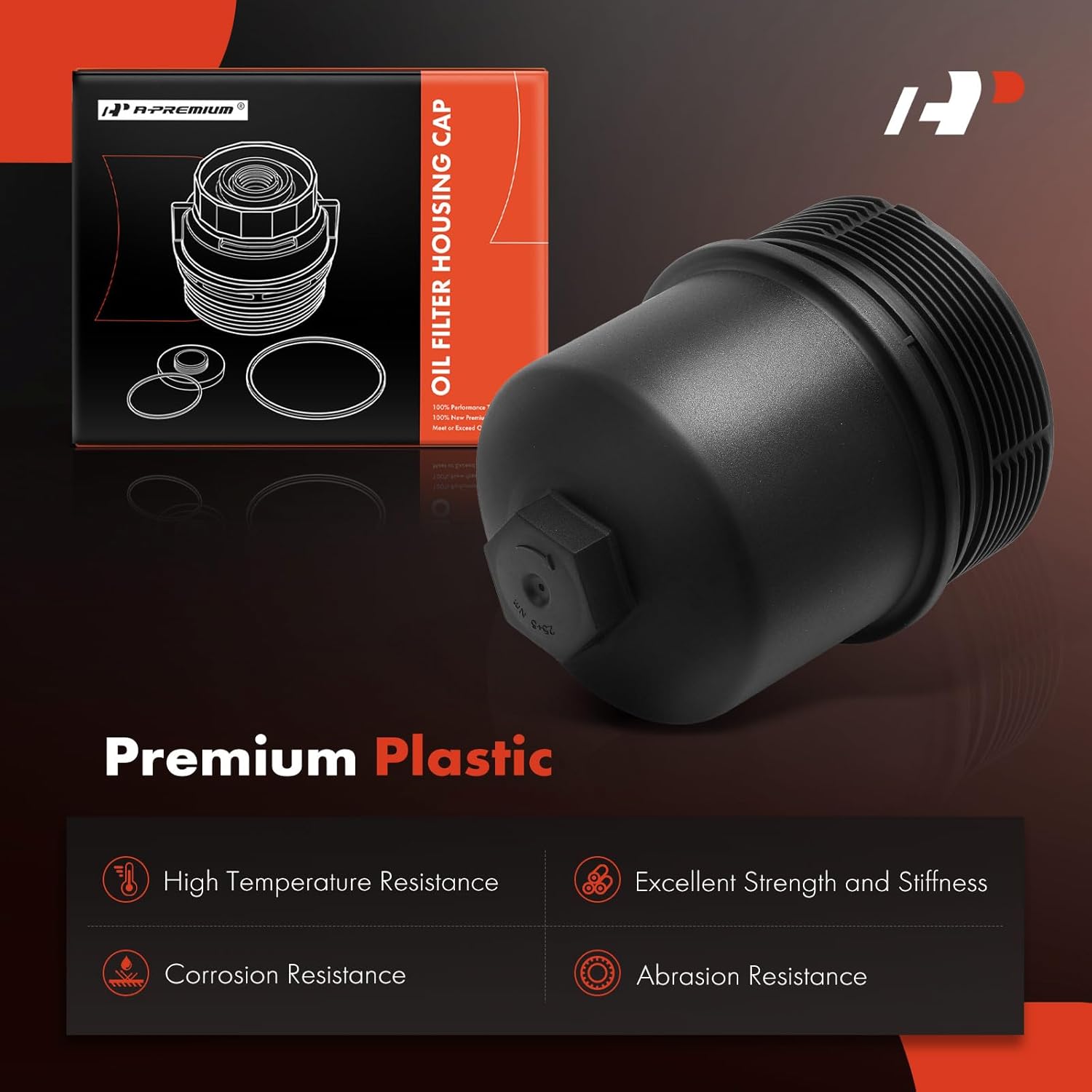 A-Premium Oil Filter Housing Cap Assembly Compatible with Land Rover Range Rover 2016-2020, Range Rover Sport 2016-2019, Discovery 2017-2020, 3.0L, Oil Filter Housing Cover, Replace# LR013147