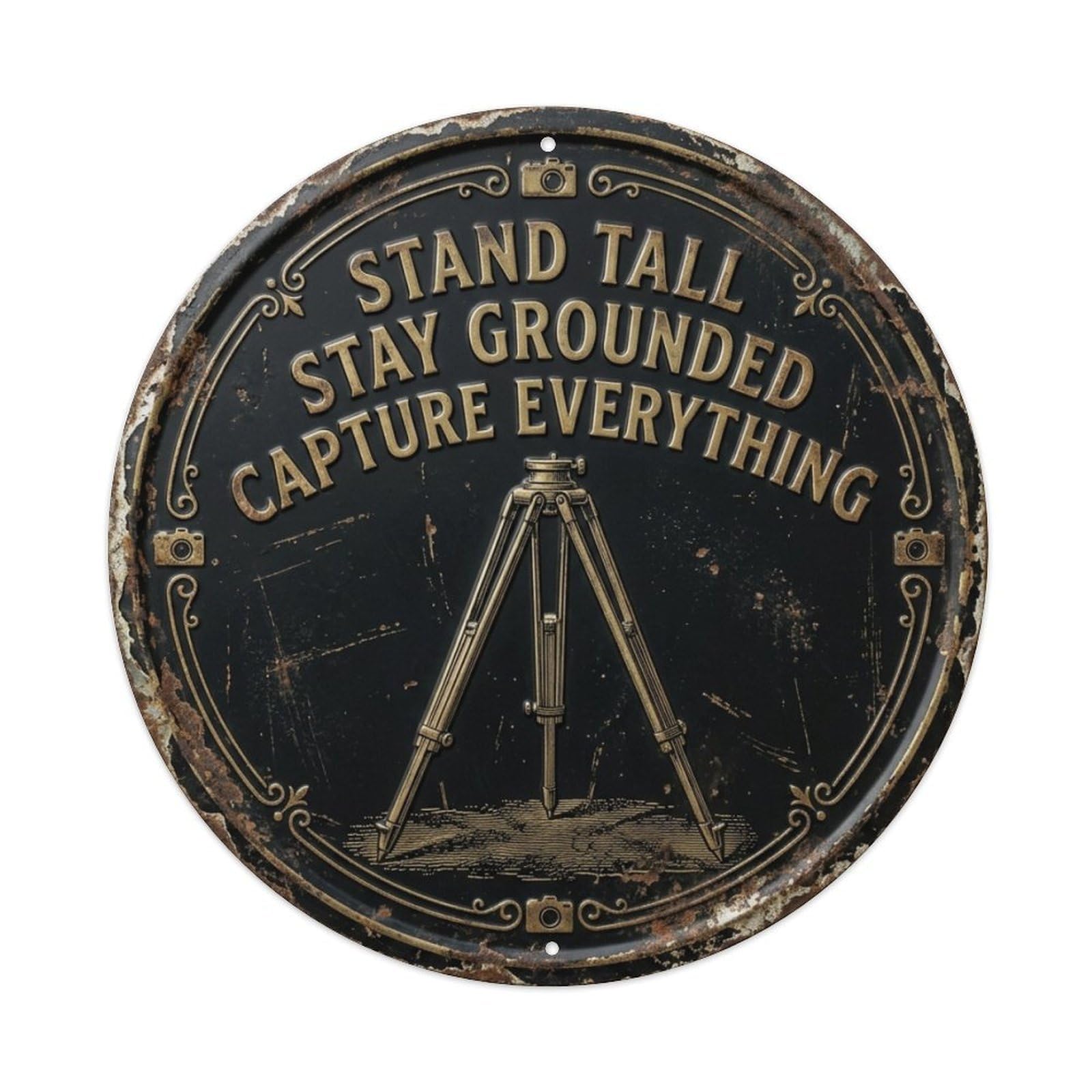 Tripod Stand Studio Office Vintage Metal Tin Sign Plaque Wall Decor for Cafe, Club Bar, Office, Garden Metal Poster 8x8Inch
