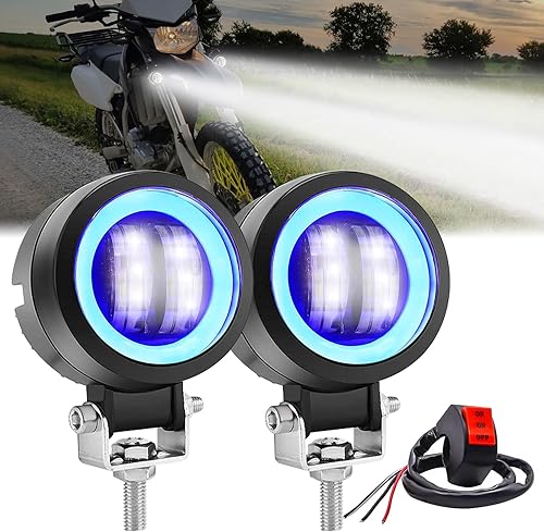 Luces LED antiniebla de conducción para motocicleta, luz de conducción de motocicleta, 20 W auxiliares para motocicleta, DRLojo de ángel, incluye