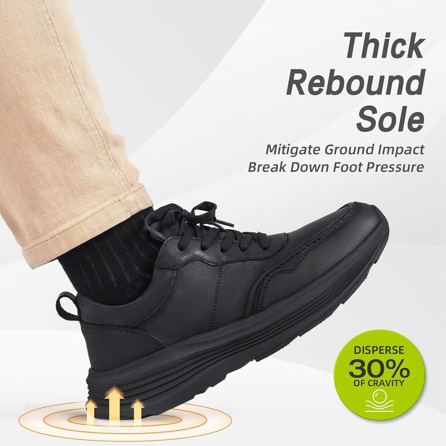 OrthoComfoot Men's Orthopedic Leather Dress Walking Shoes: Comfortable Arch Support Plantar Fasciitis Flat Feet Sneakers, Casual Business Work Orthotic Thick Sole Foot Heel Pain Relief Oxfords - Image 6