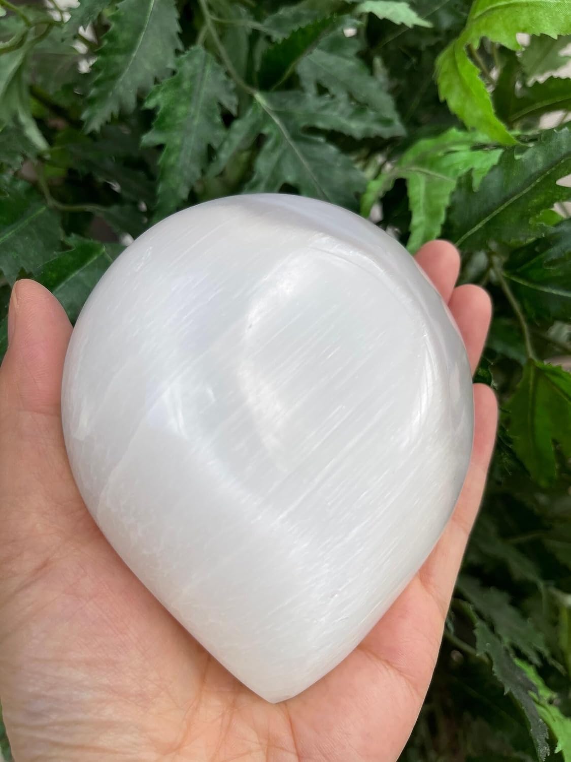 GAF TREASURES Selenite Teardrop Bowl – 4.5" White Polished Selenite Drop Dish | Crystal Cleansing, Charging & Healing Bowl