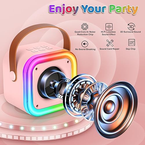 Vista 18 de Mini máquina de karaoke para niños, juguetes para niñas, micrófono inalámbrico de karaoke para niños de 4, 5, 6, 7, 8, 9, 10, 11, 12 años, regalos