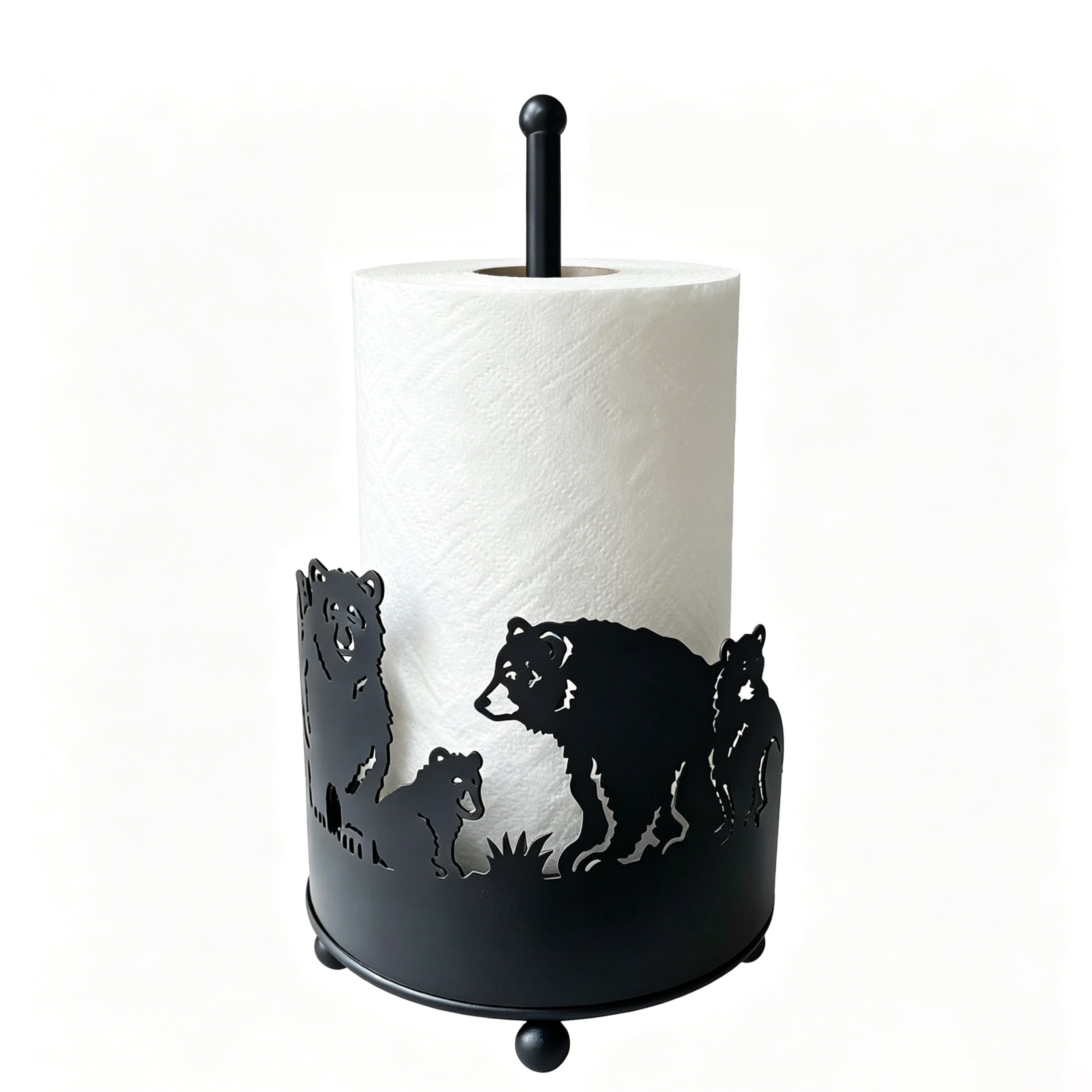 Paper Towel Holders Countertop - Paper Towel Holder Standing - Decorative Paper Towel Roll Holder Metal Paper Towel Holder Animal Paper Towel Holder (Bears)