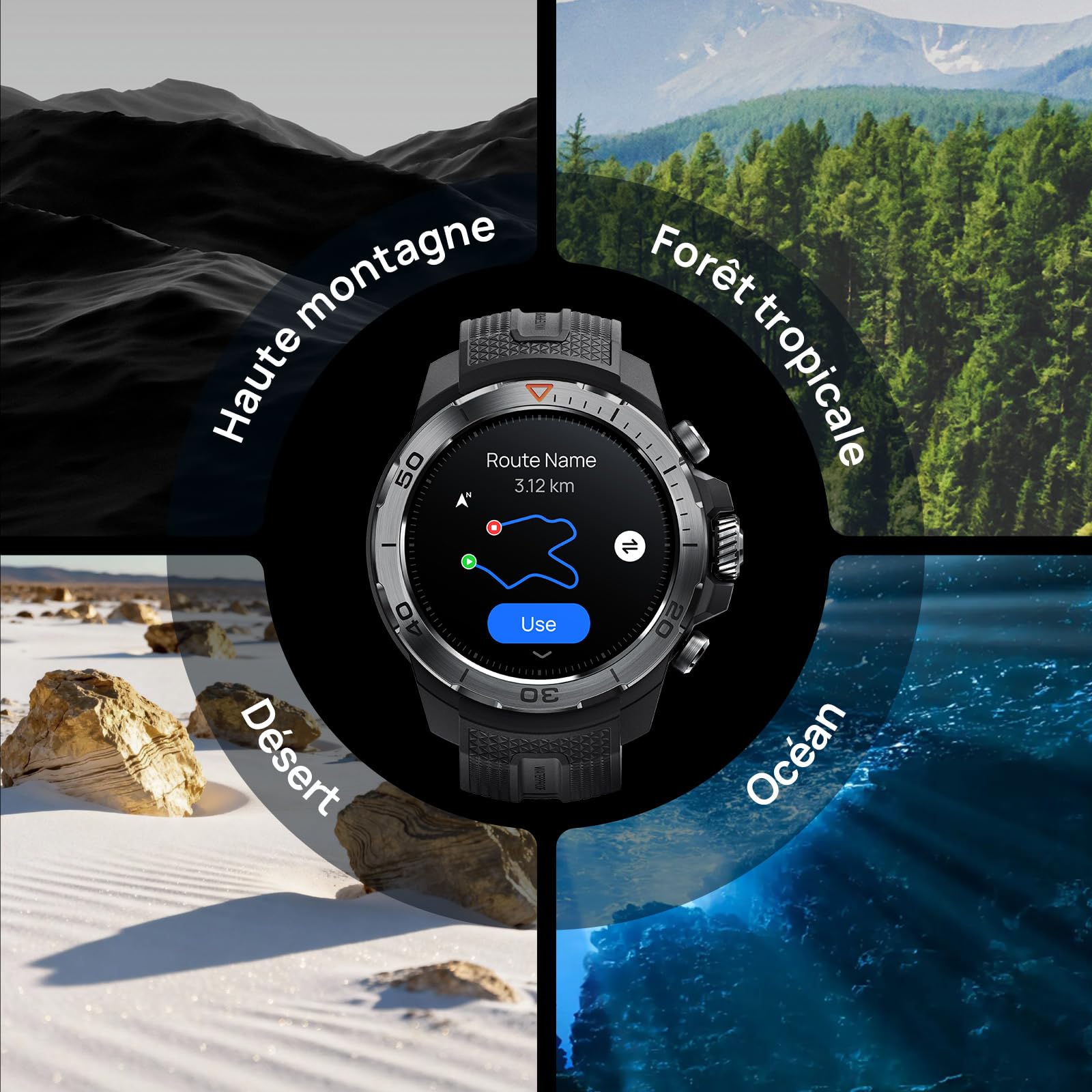 Mibro GS Explorer Montre Connectée Homme Outdoor, GPS, 10ATM Étanche | Smartwatch Militaire 1.32" AMOLED, 20 Jours, Baromètre Surveiller SpO2 Boussole pour Aventure, Android et iOS (Noir)
