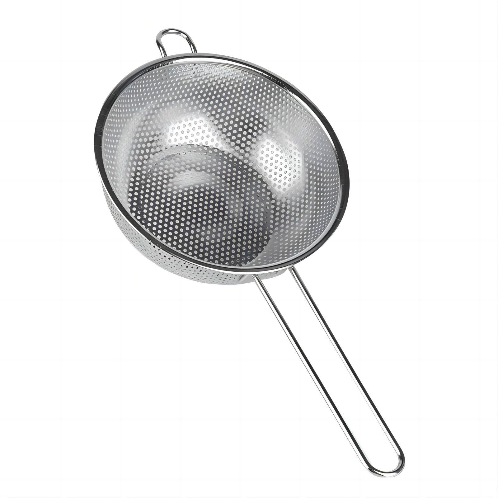 Colador de lavabo de acero inoxidable con asa, colador de cocina, pies de descanso y colador para colar, enjuagar, freír, cocinar al vapor o cocinar verduras y pasta y lavar frutas, 7.68 9