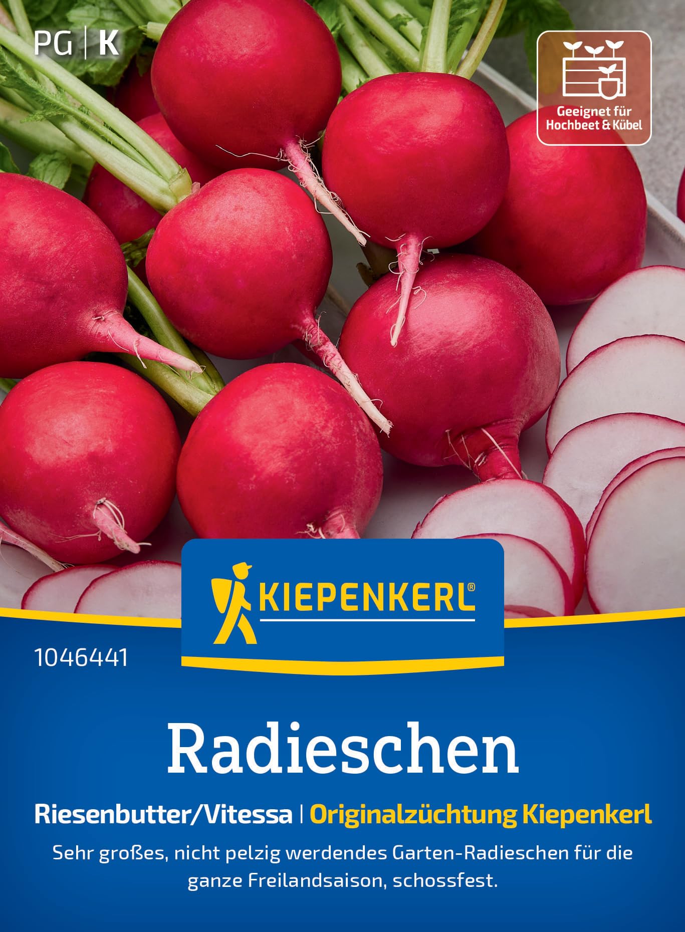 Kiepenkerl Radieschensamen Riesenbutter/Vitessa 1046441 - Große, mild-würzige Knollen, ideal zum Naschen, Gemüsesamen aus der Originalzüchtung Kiepenkerl