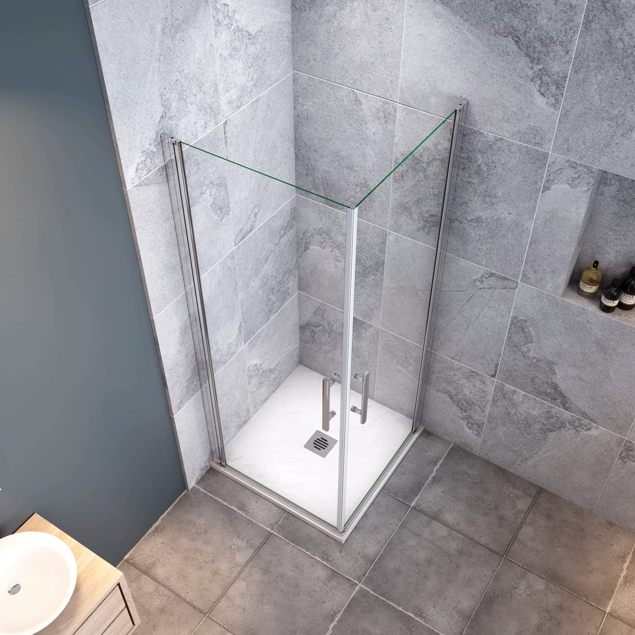 Box Doccia Angolare Due Porte a Battente 80x80x195cm Temperato Vetro 6mm