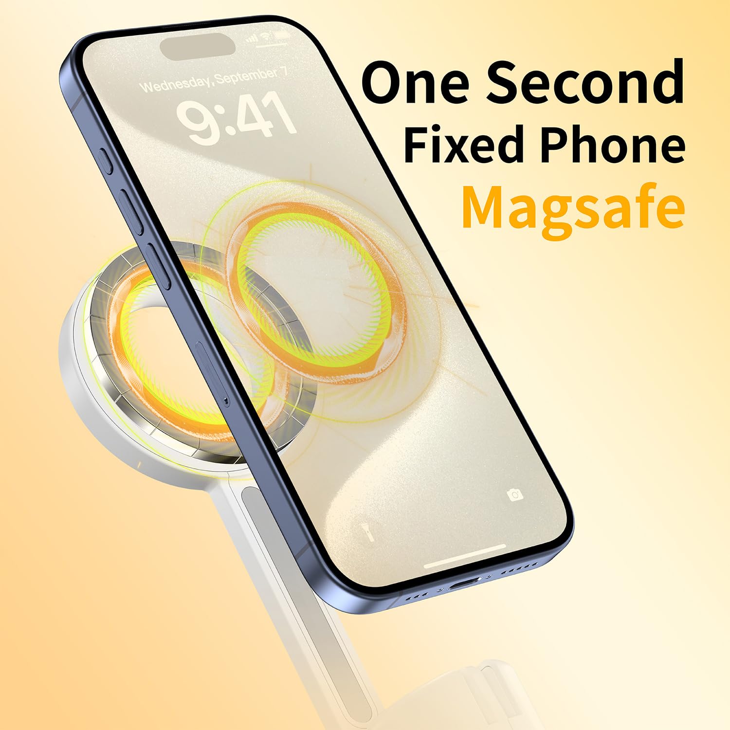 SEAJIC - Trípode magnético para iPhone Selfie Stick con control remoto y anillo de metal, teléfono para grabación de video, soporte de teléfono celular para teléfono celular (blanco, 54 pulgadas)