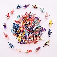 LotusMann 100pcs 1.57" Mini Premade Origami Washi Paper Cranes - Wedding Party Decor, Tea Party Supplies & Favors