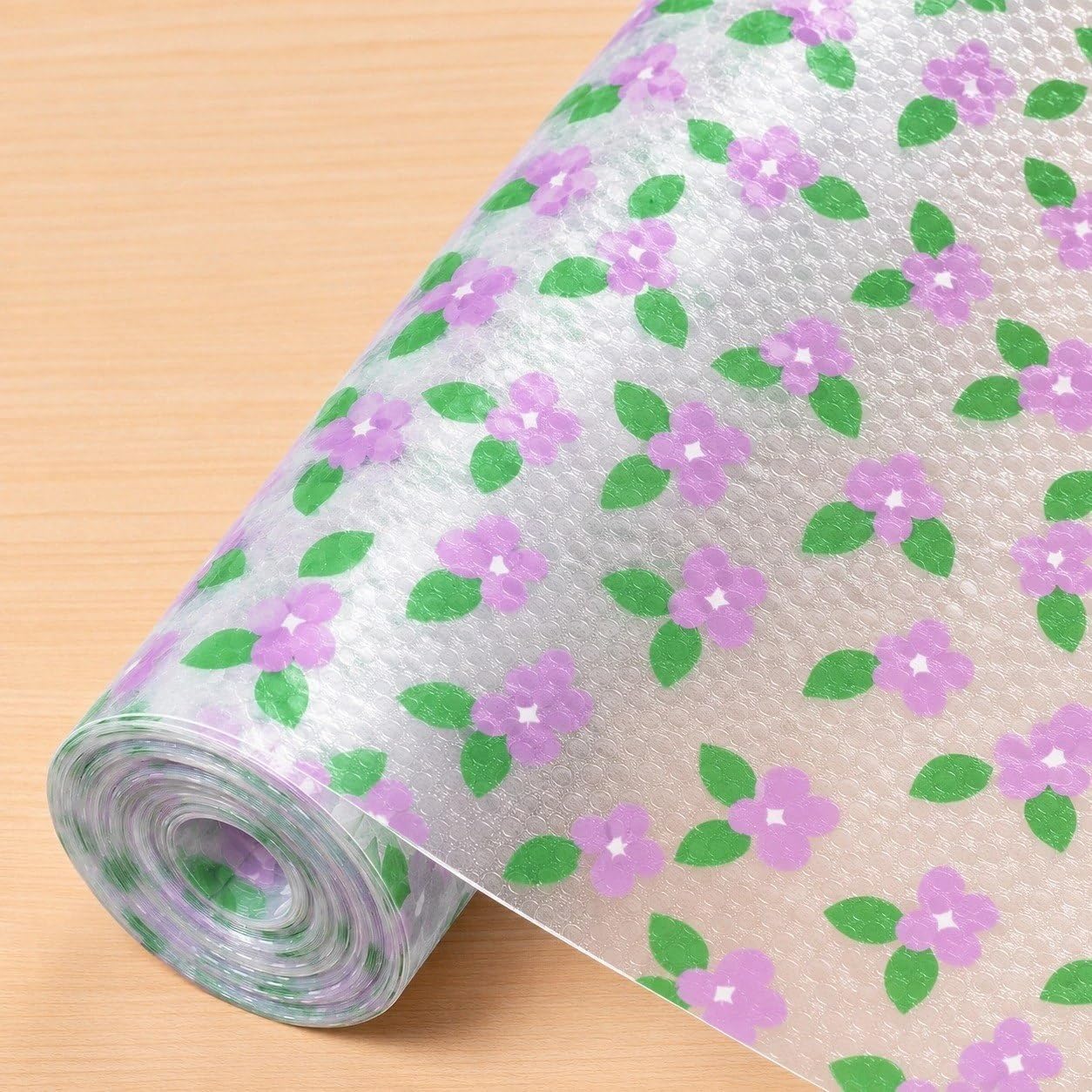ESPERO Fridge Mats, Kitchen Mat EVA Food Grade Multipurpose Washable Anti Slip Mat/Sheet for Fridge, Shelf Liners for Kitchen Shelves, Table, Kitchen Drawer mat - 300 x 45 cm (Purple Flower)