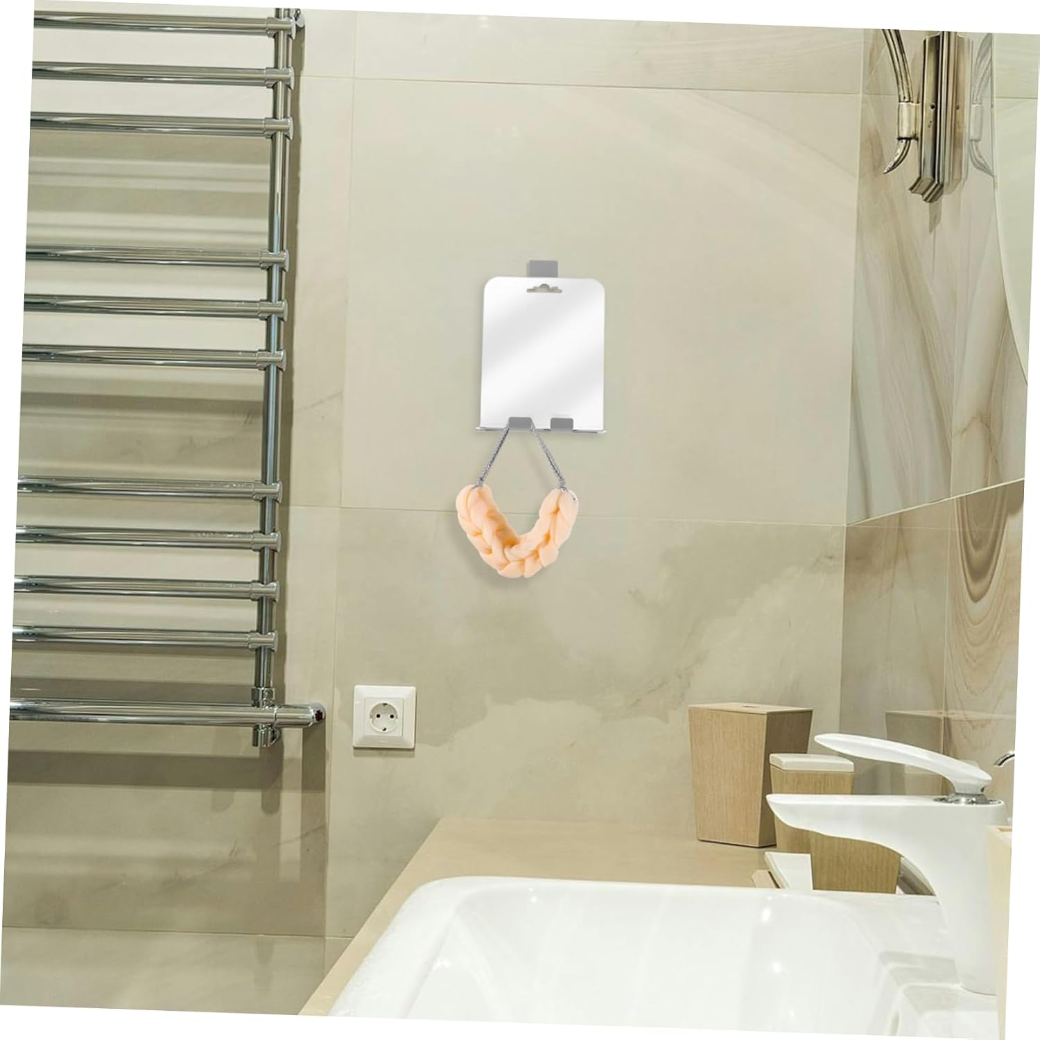 ABOOFAN Fogless Shower Mirror with Stainless Steel Hooks and Shelf Anti-Fog Shaving and Makeup Mirror for Bathroom Wall Mounted Shatterproof Design Space-Saving Storage