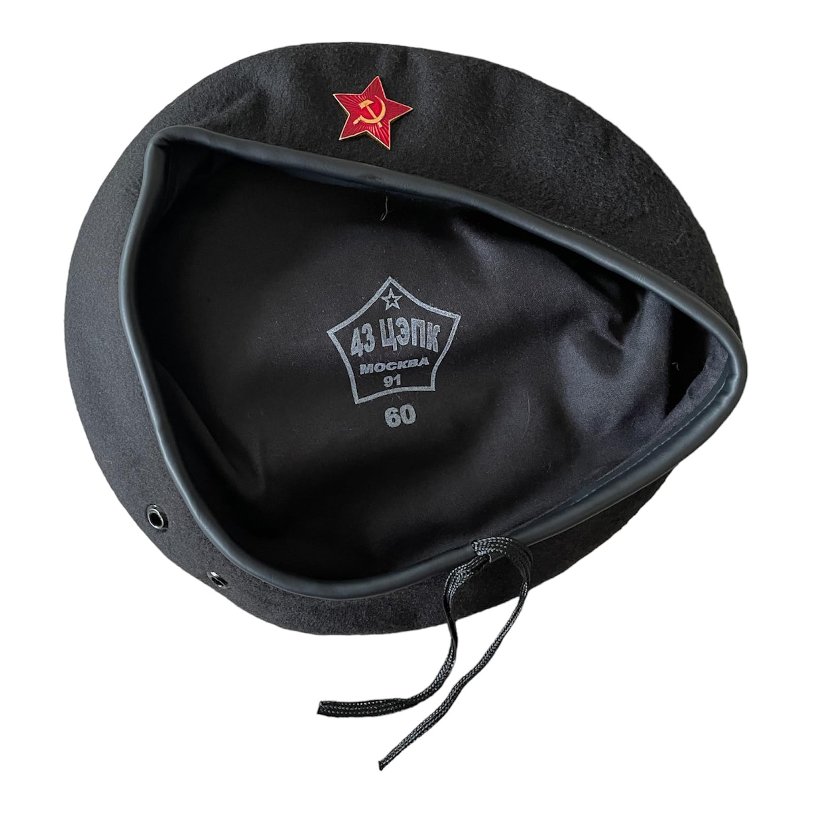 Ganwear USSR Soviet Russian Army Uniform Black Che Guevara Beret Hat Cap Large Badge (7 3/8)