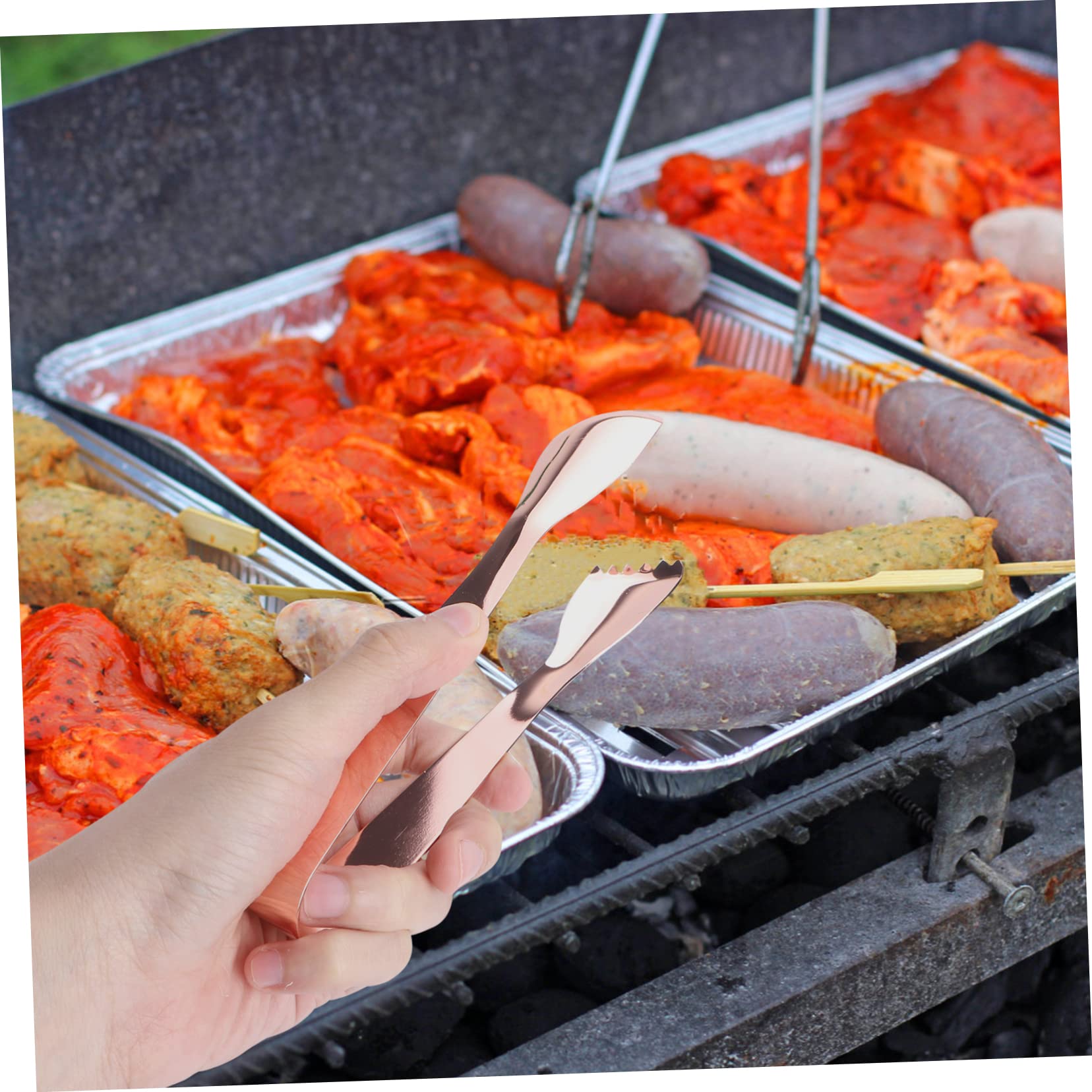 Alipis Stainless Steel Frying Tongs Multi-functional Cooking Tongs for Bbq Grilling Restaurant Use Compact Portable Design for Serving Bread More