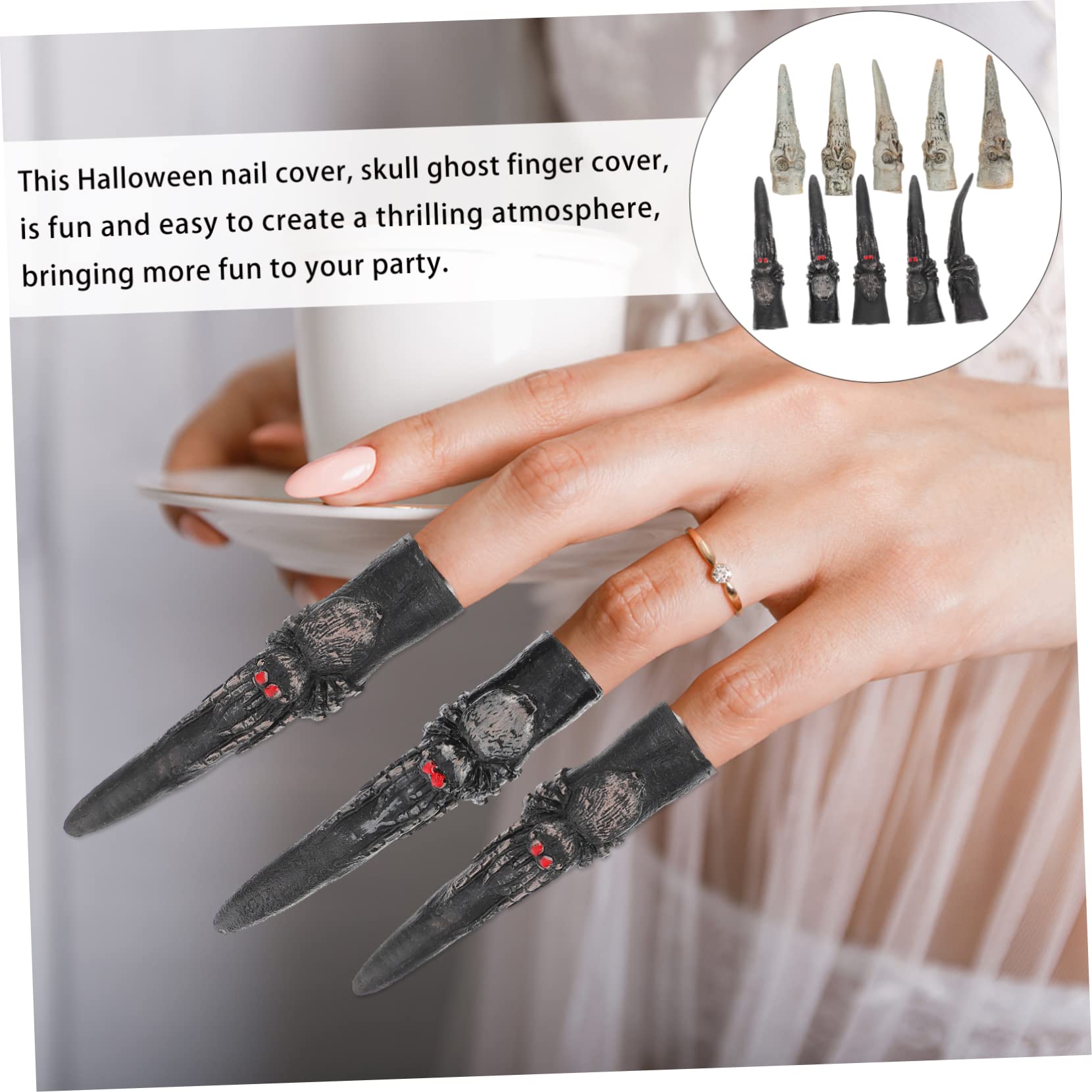 Healeved 4 Set Di Comode Unghie Finte Da Strega Di Halloween Adesivi Per Unghie Per Feste 10 Pezzi * 4