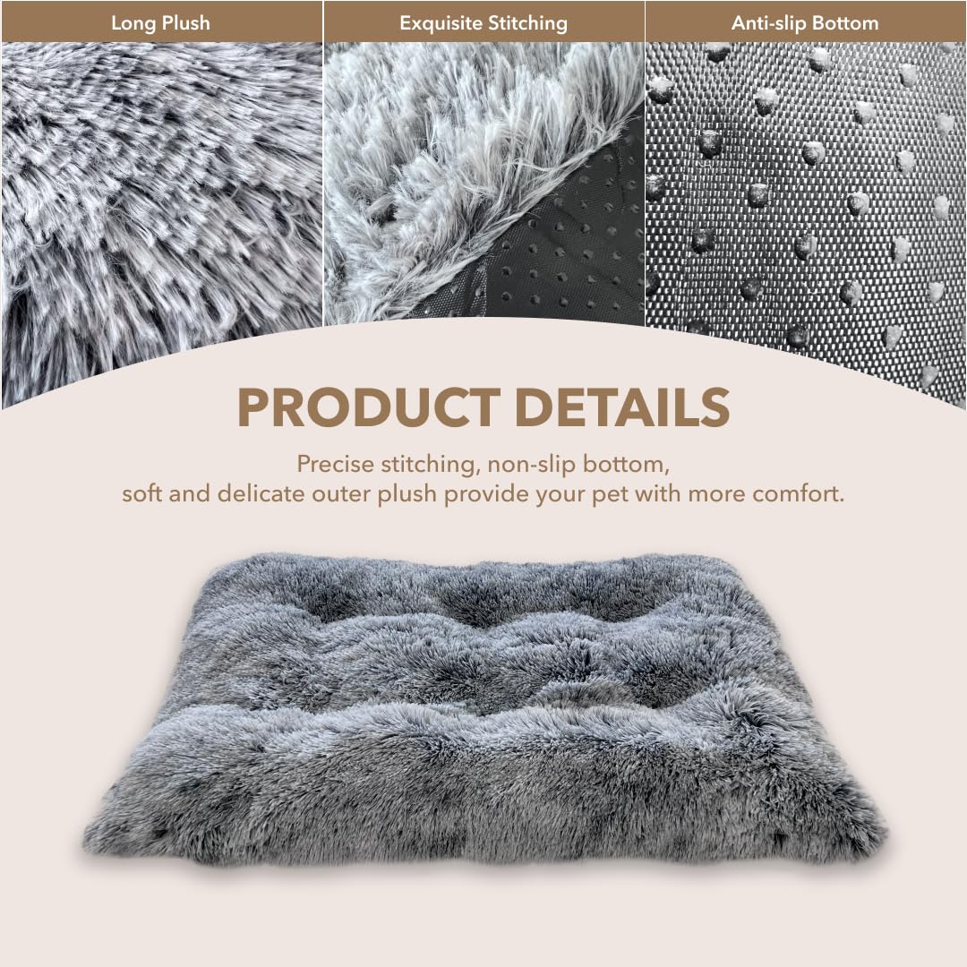 Dog Bed WITH LOVE, Washable, Crate Mattress, Calming Fluffy, Anti Anxiety, Deluxe Plush Mat with Anti-Slip Bottom, Size XL 95x65x12cm - Image 3