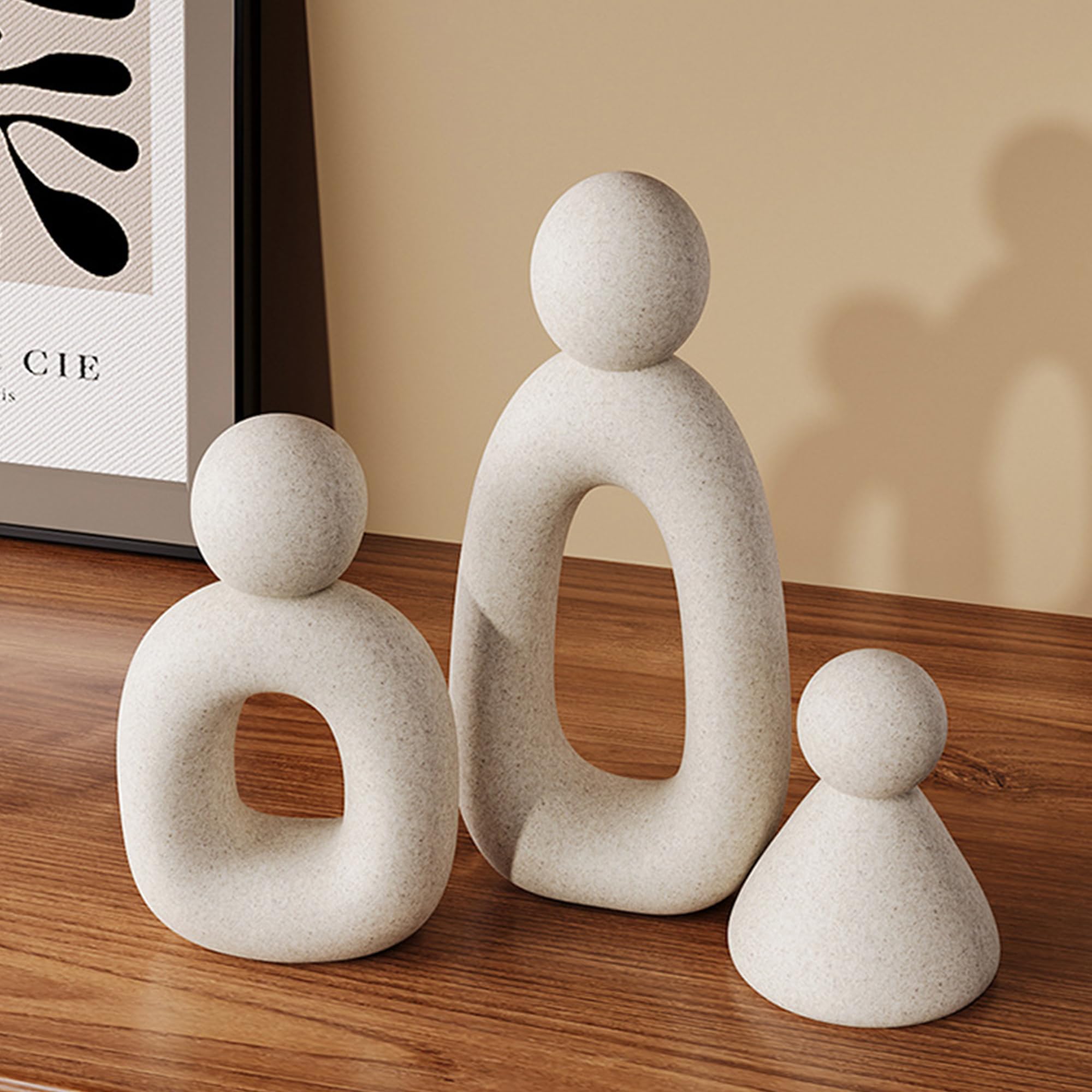 Estatuas abstractas de familia de 3 figuras Esculturas modernas decorativas para hogar estanterías