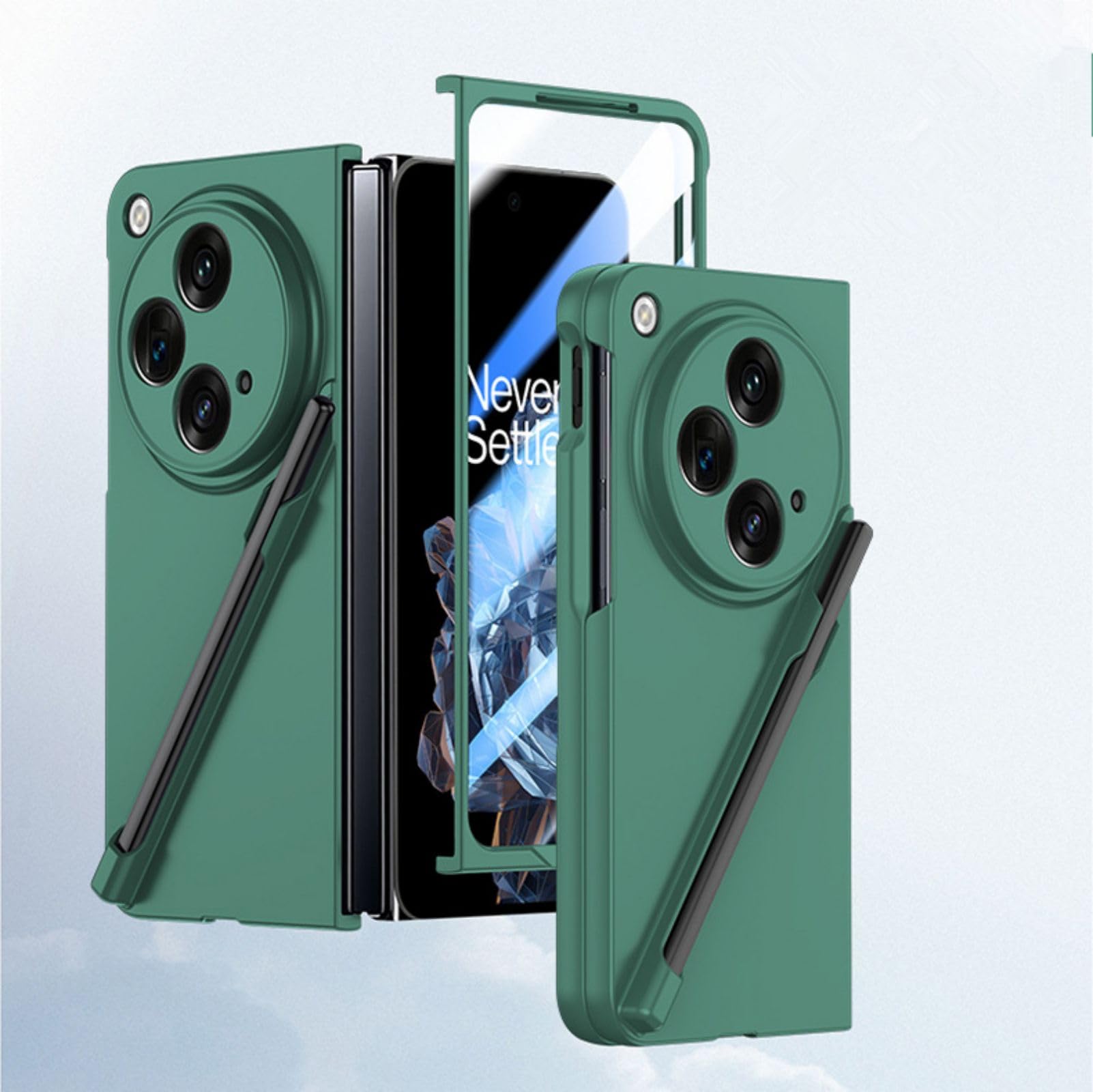 Coque pour OnePlus Open Boîtier + Stylo+ Verre Film,Pen Slot Slim Case Bumper Armor Case étui pour OnePlus Open/Oppo Find N3(2)