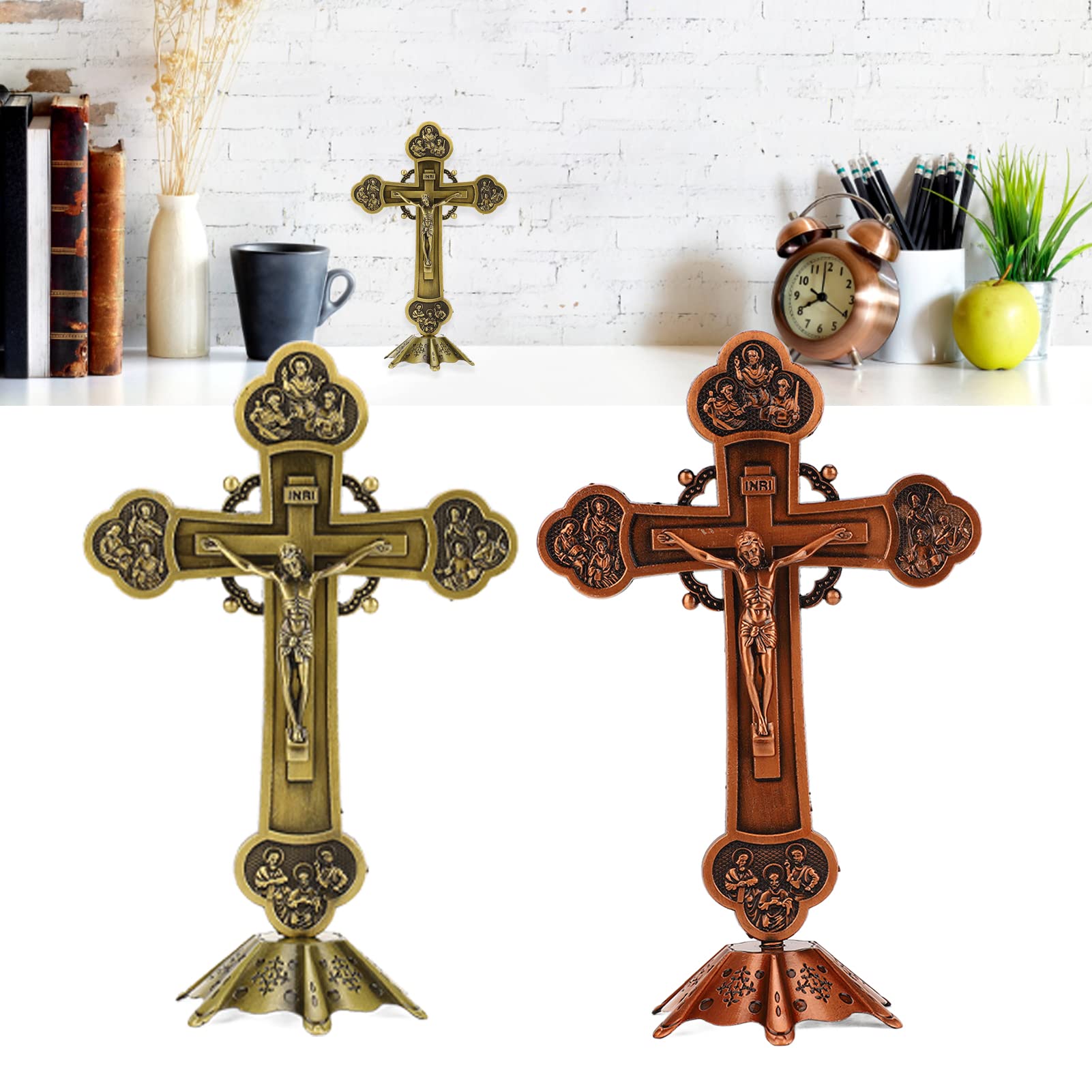 RELY+ Croce da parete grande decorativa da appendere, nera, 35,5 x 25,4 cm, croce in metallo, decorazione religiosa da parete, decorazione per la casa, soggiorno, camera da letto, regalo