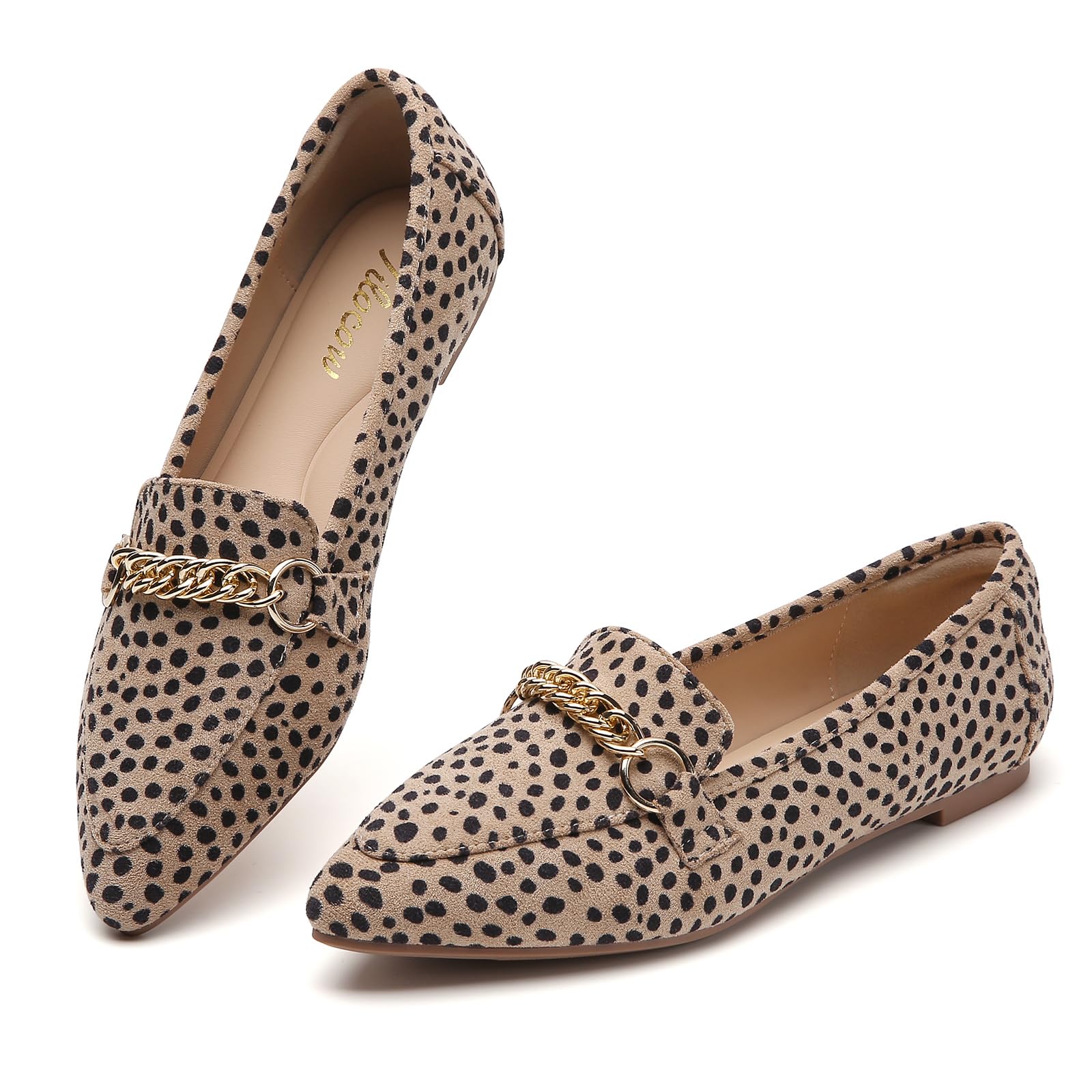 Tilocow Pointed Toe Flats Loafers for Women Dress Shoes for Work Office | Slip on Loafer,Comfortable &amp; Lightweight,Metal Chain,Business Casual, Memory Foam