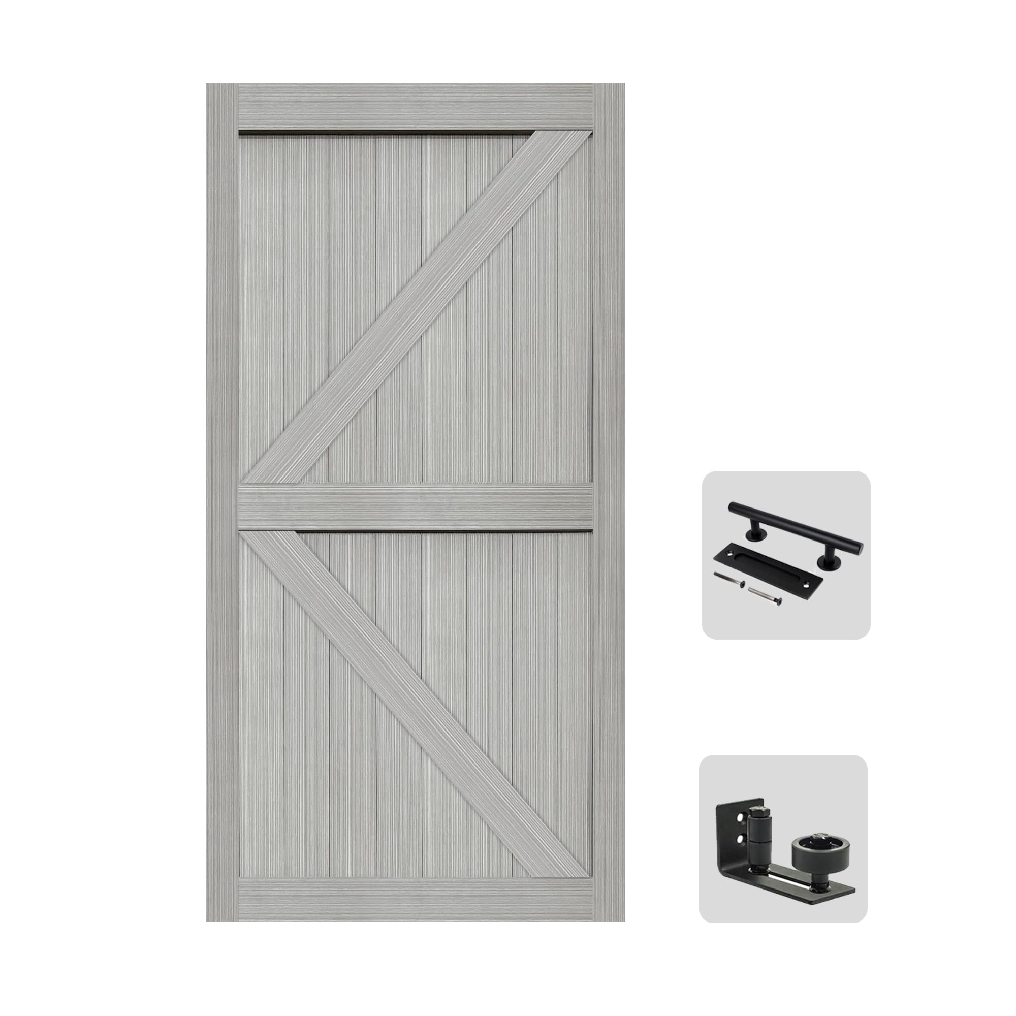 S&Z TOPHAND® 42in x 84in MDF Light Gray Barn Door, 21-60in Solid Barn Door Slab Covered with Water-Proof PVC Surface, Simple Assembly is Required