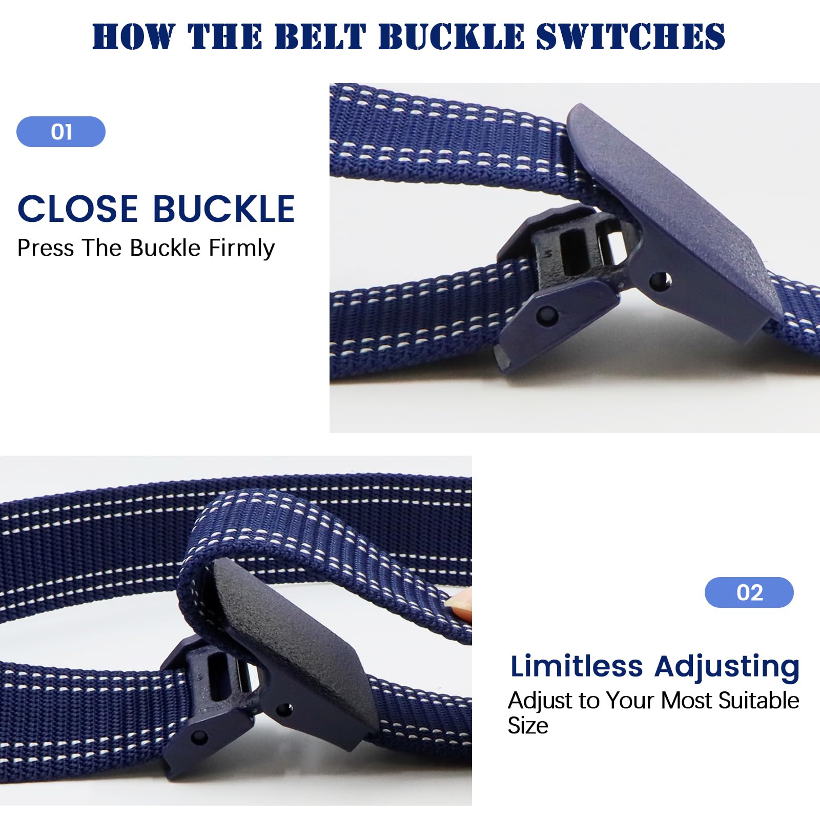 Military Tactical Nylon Mens Belt - Adjustable Web Belts with Non-Metal Buckle for Outdoor Sports, Training, 59 Inches Length