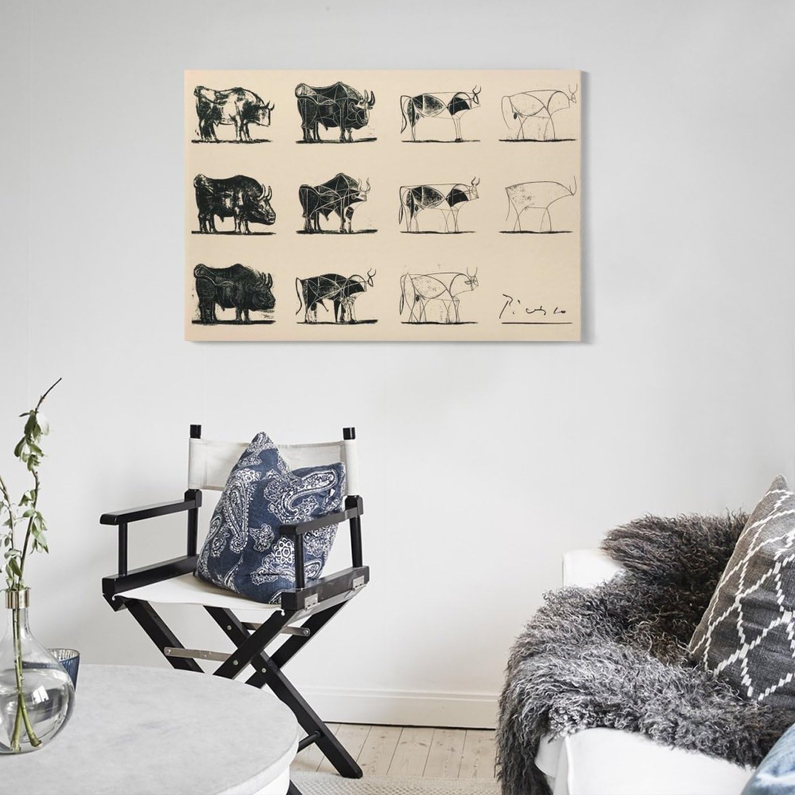 Amazon.co.jp: ピカソの有名な絵画インテリア「雄牛」の簡略化された