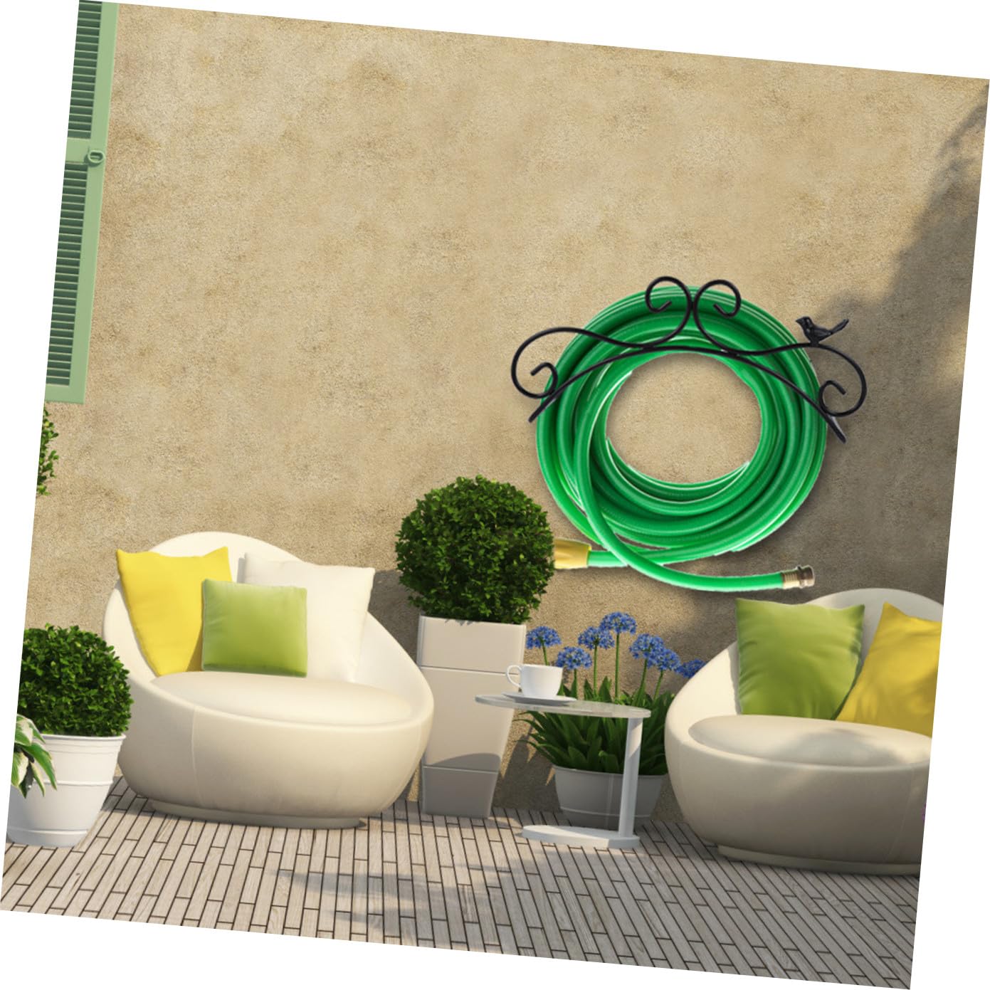 Antiker Gartenschlauchhalter Schwarz aus Eisen zur Wandmontage