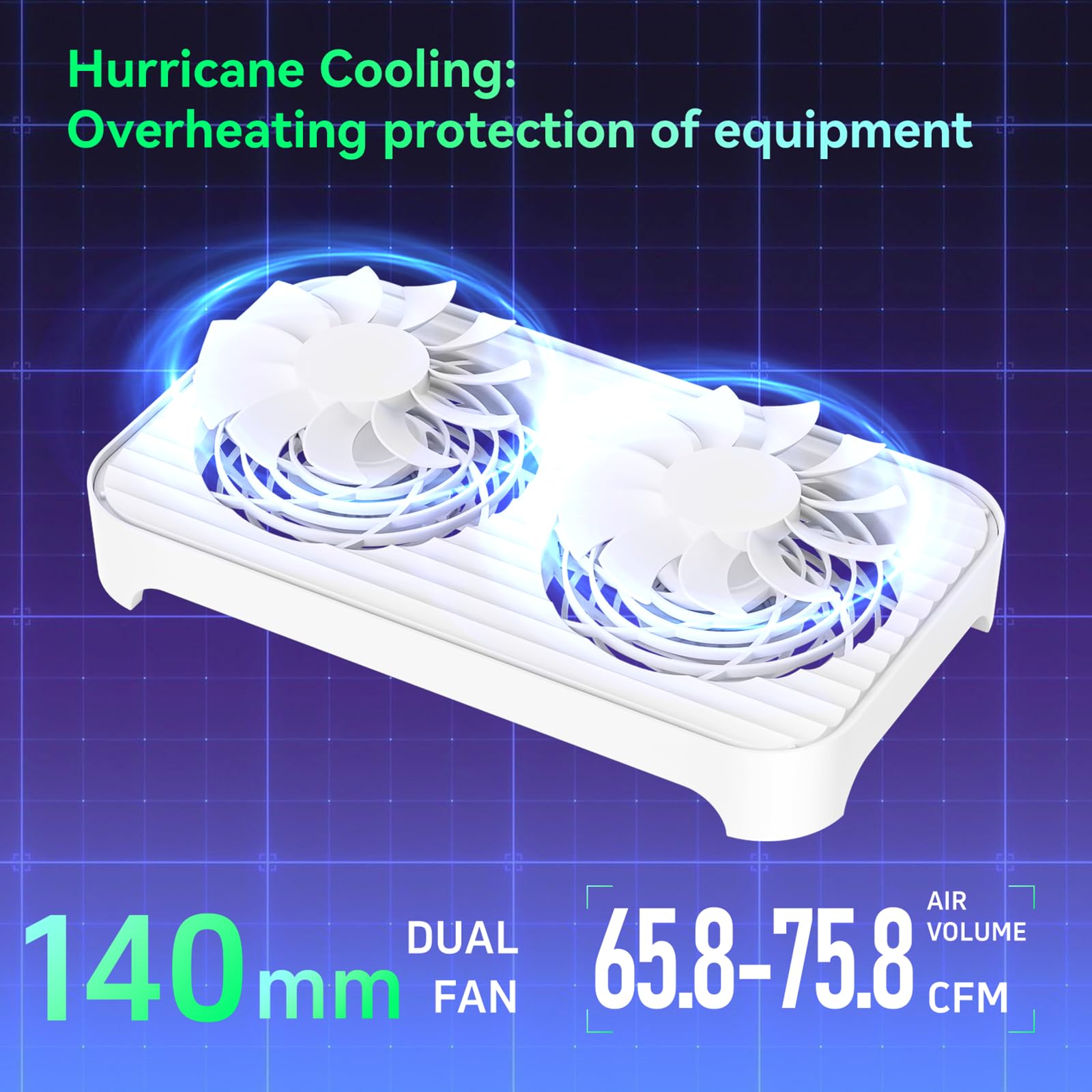 X4-V2 - Ventilador de refrigeración USB silencioso, ventilador USB dual de alta velocidad de 140 mm con controlador de 3 velocidades, diseño de refrigeración apilable para router, laptop, mini