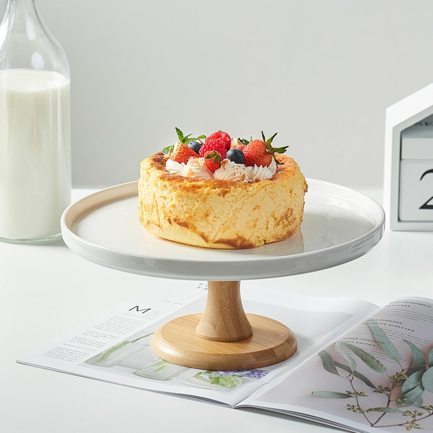 8 Inch Cake Stand with Clear Glass Lid Detachable Cake Dome Multi-functional Holder for Party Dessert Cheese Fruit Display and Storage...