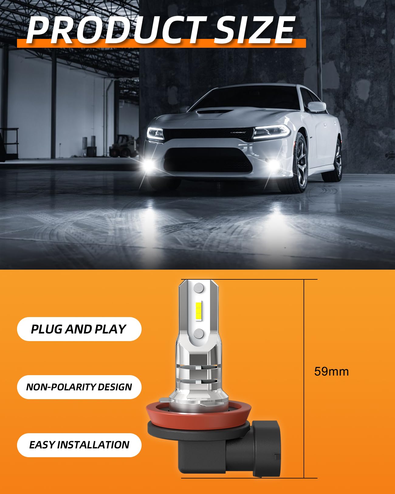 H11 LED Lampadina H8 H9 H16 CSP Auto LED Lampade Fendinebbia Diurne Luci Antinebbia Anteriori Bianco 12V 24V Set di 2