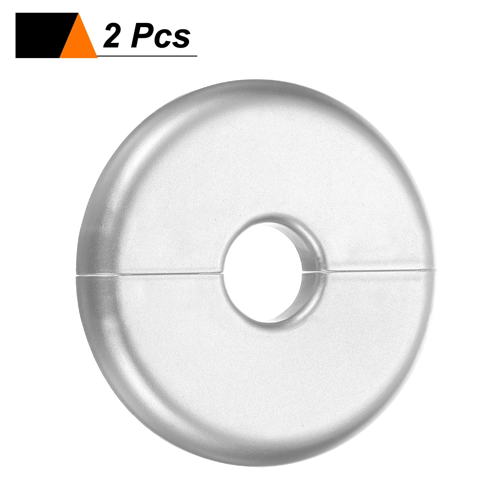 sourcing map 2 placas de cubierta de fontanería autoadhesivas de plástico ABS con brida dividida de 17 mm, diseño de hebilla para tubería de agua, baño, cocina, decoración, tono plateado