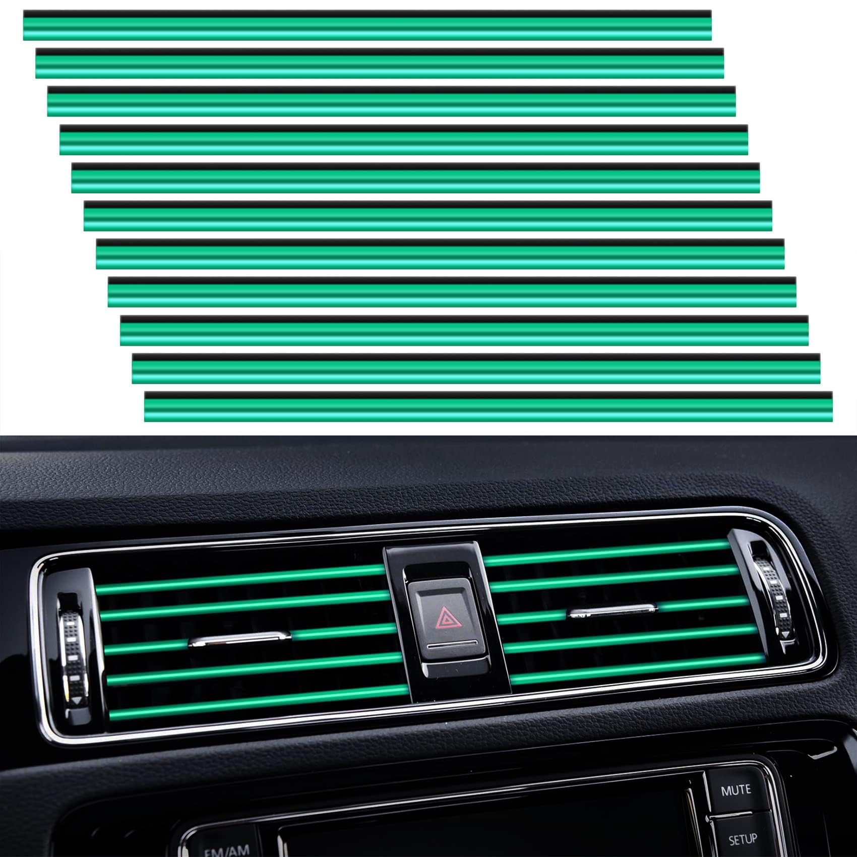 Woniyal 20 Pcs Car Air Outlet Trim Strip for Mercedes Benz M-Class W166 ML 300 320 350 400 4MATIC 2012-2016, Car Air Conditioner Vent Outlet Trim Decoration Strips Interior Moulding,Green