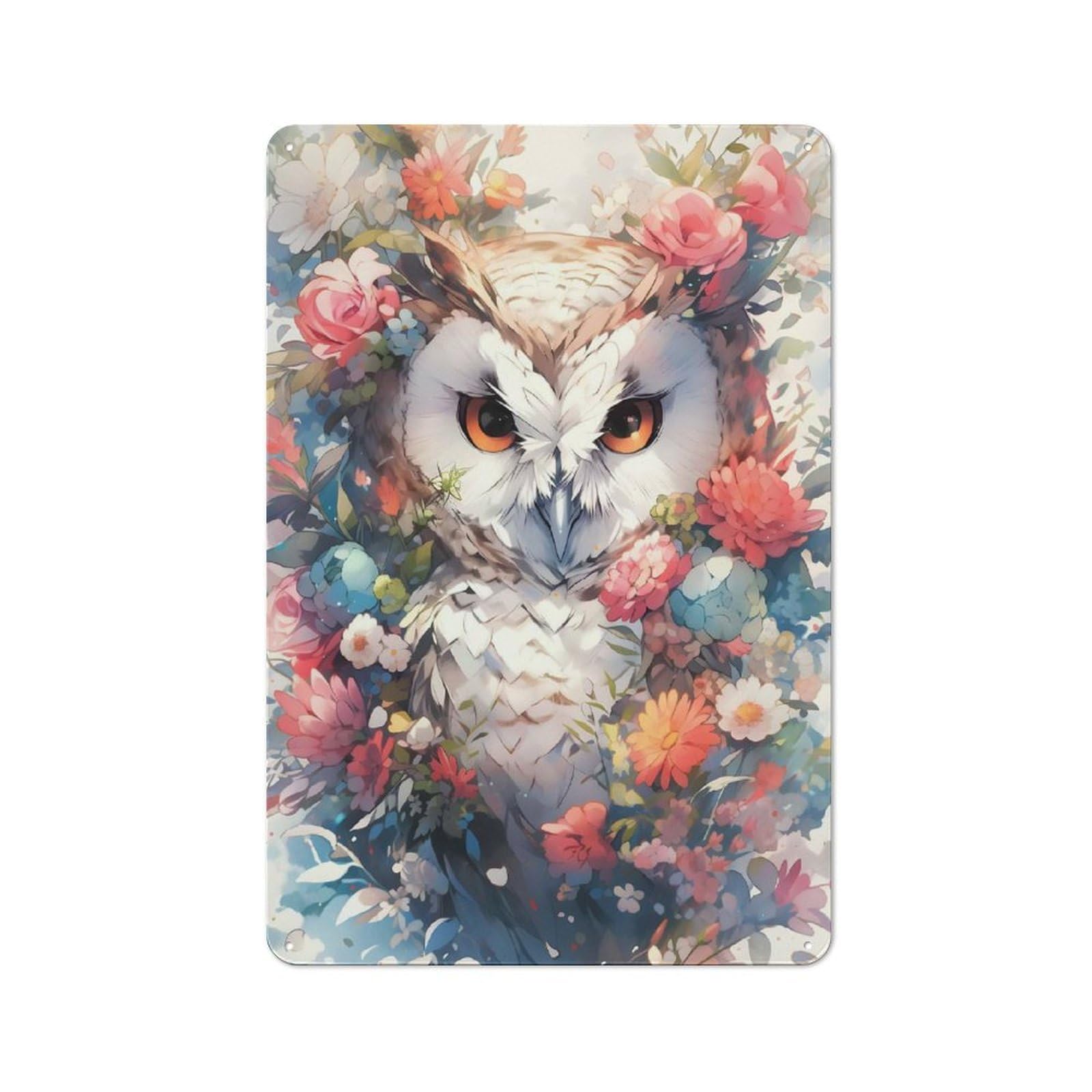 Junmoney Style-17 Owl The Wise One Rustic Metal Sign 30X20cm, Barn Style Farmhouse Wall Decor For Kitchen, Cottage, Porch Or Garden Room