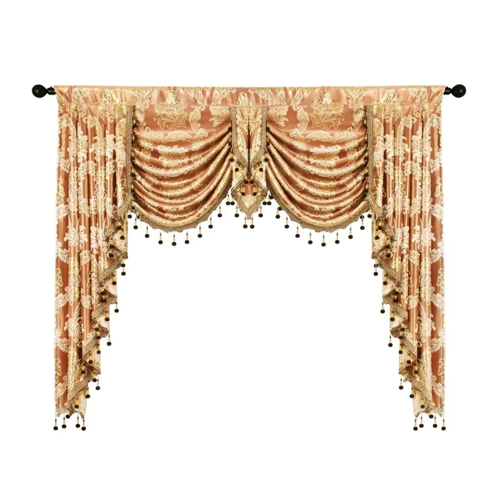 MFESFCS Swags For Windows Curtains For Living Room Bedroom Dining Royal Luxury Valance Pelmet Window Swag Curtain Wedding Backdrop Stand(Brown,TAPE_200CM WIDTH)