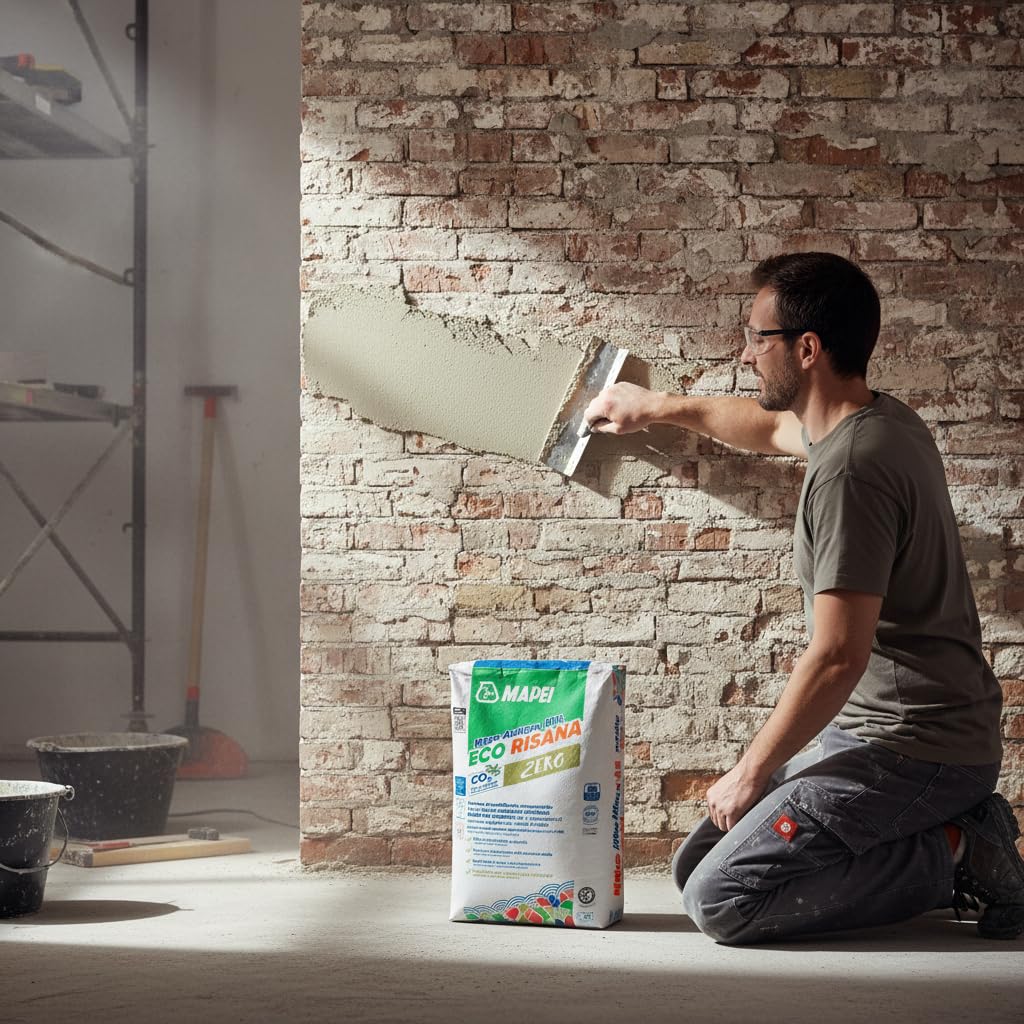 MAPEI Intonaco Deumidificante a Base di Calce Idraulica Naturale, Traspirante, per Risanamento Murature, Mape Antique NHL Eco Risana 20 kg (6)