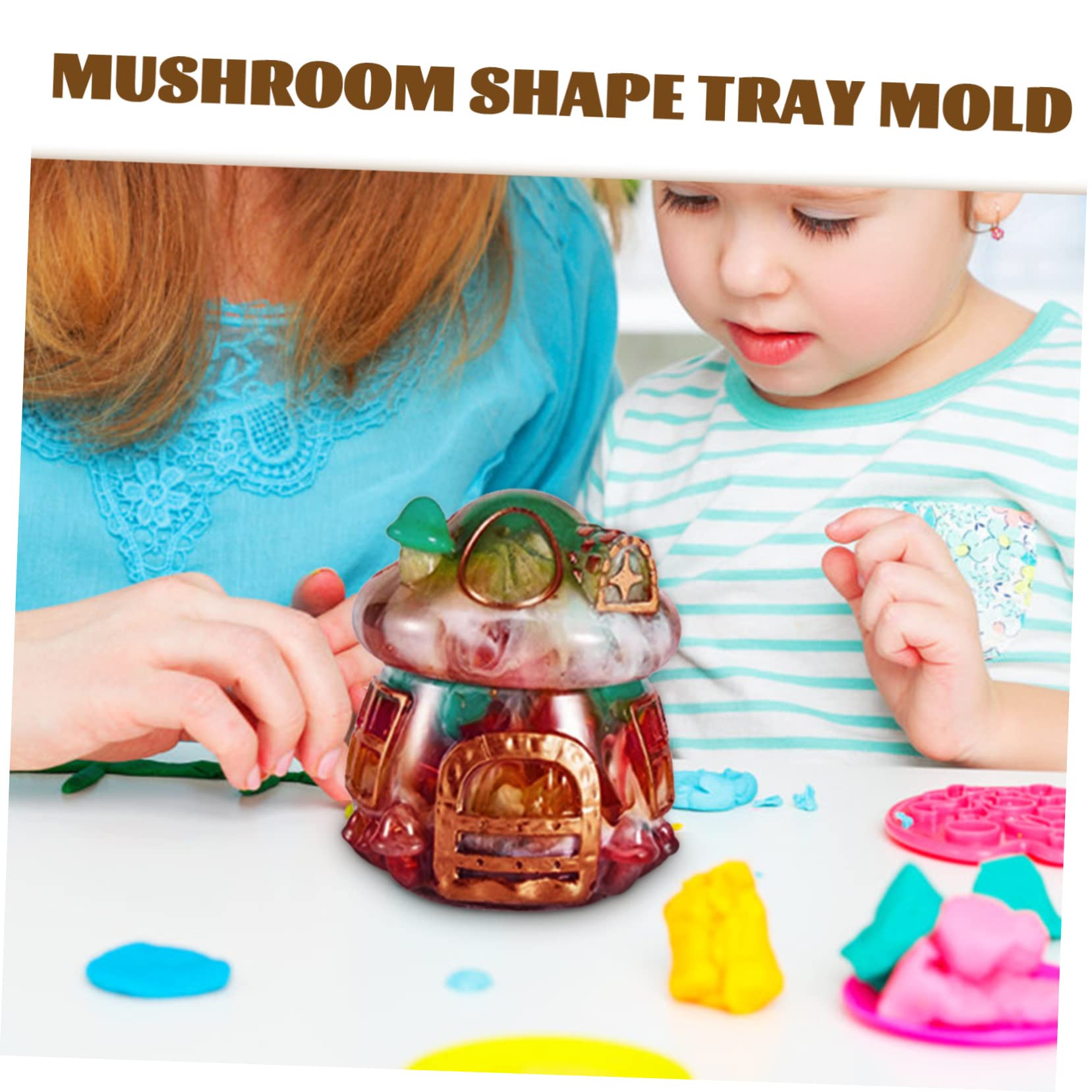Angoily 4 Ensembles Moule de Champignons à Colle Plateau Nombre Moule de coulée de Plaque Pâtisserie moules pour résine époxy Moule à Assiette en Silicone Gel de silice
