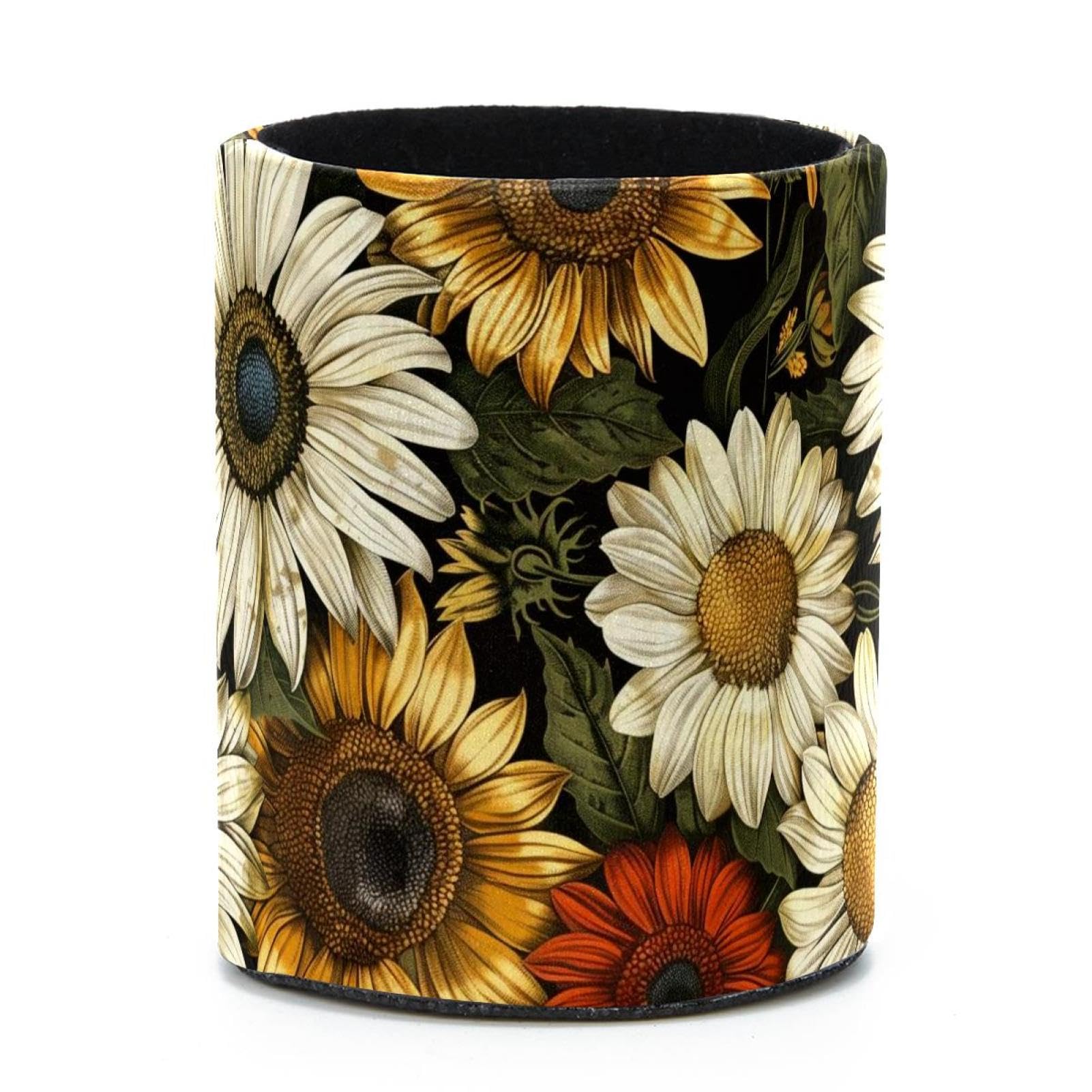 VAPOKF Round Pencil Holders for Desk, Sunflowers Pen Holders Pen Pot Makeup Brushes Storage Desktop Stationery Supplies Organiser for Home Office