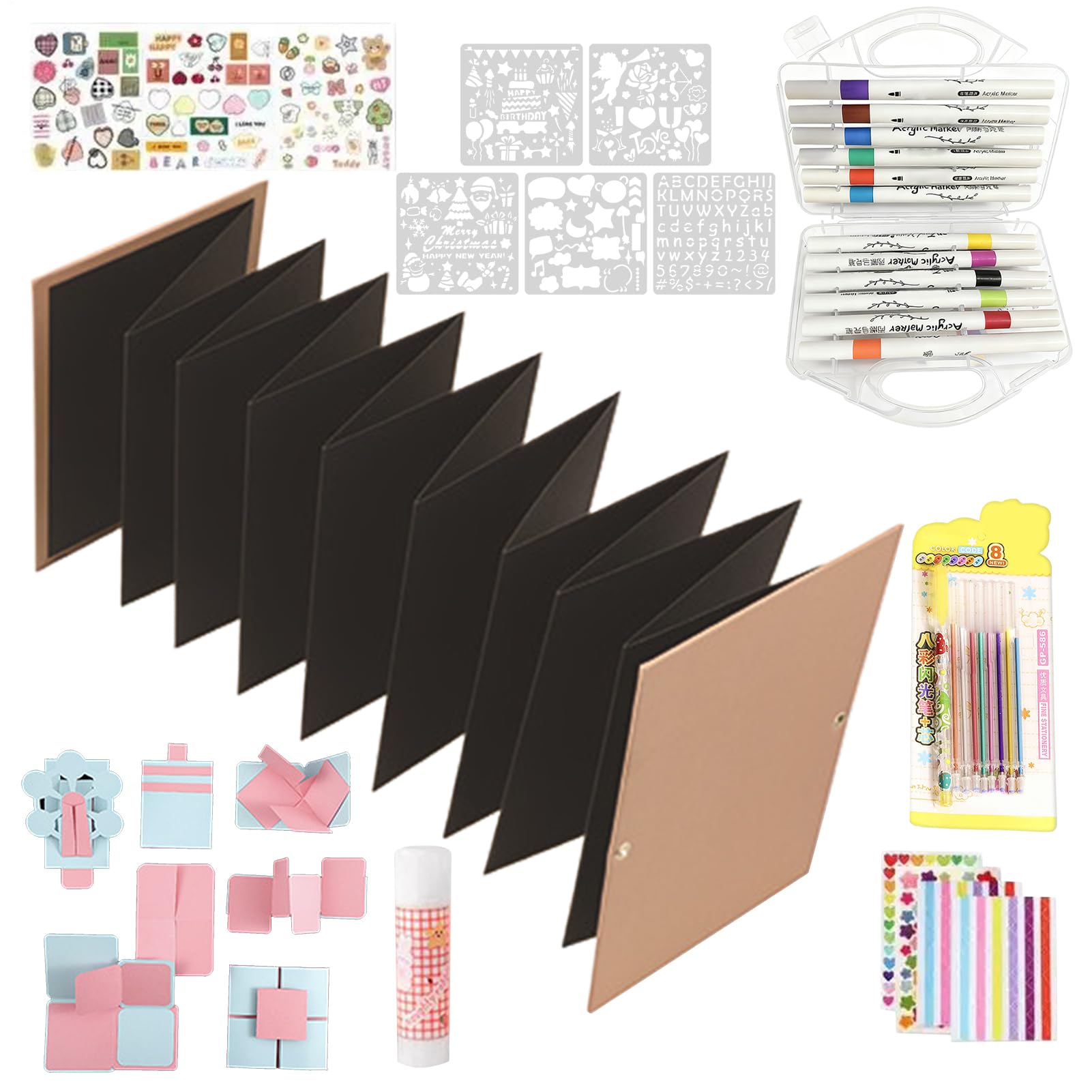 Album photo accordéon pliable en papier pour scrapbooking