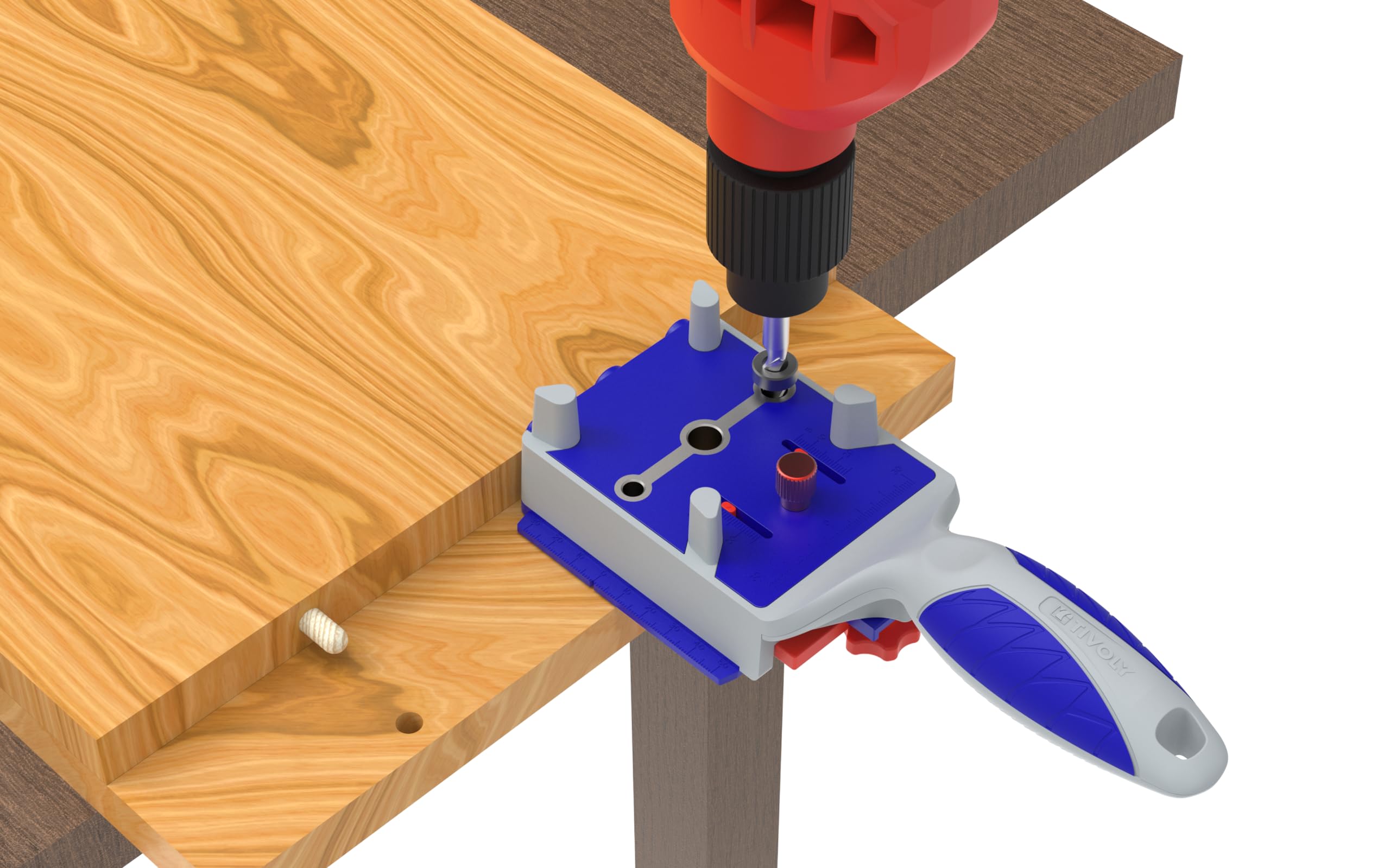TIVOLY - Guide de Perçage pour Chevilles en Bois - Gabarit pour la Réalisation d'Assemblages Bois avec Tourillons - Perçage Ø 6/8/10mm - Epaisseur Maximum de la Planche de Bois : 50mm