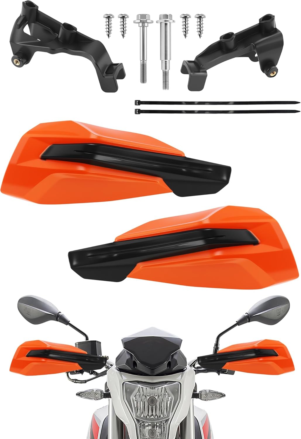 Universal Dirt Bike Handguards Motorcycle Hand Guards Plastic Bracket for SX SXF EXCF XCW XCF XC 50 60 85 125 150 250 350 450 500 2017-2021 - Orange
